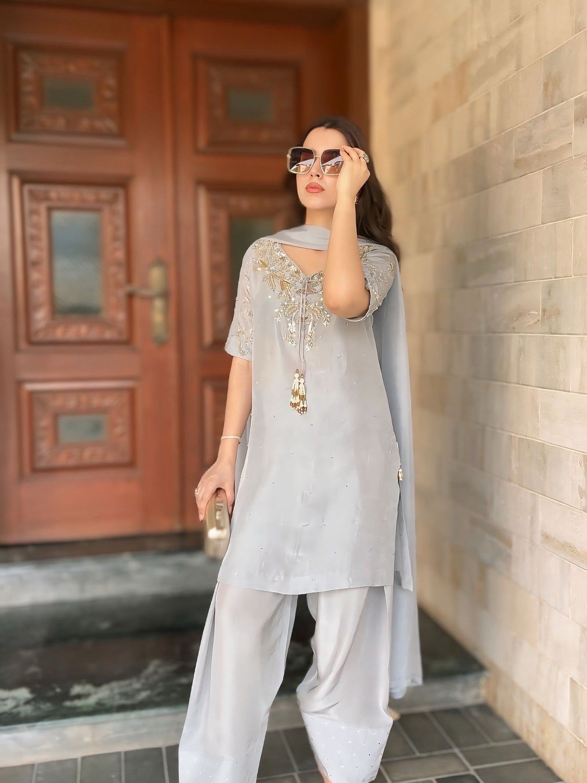 Fab Zone Designer Party Wear Look Top-Plazzo With Dupatta
