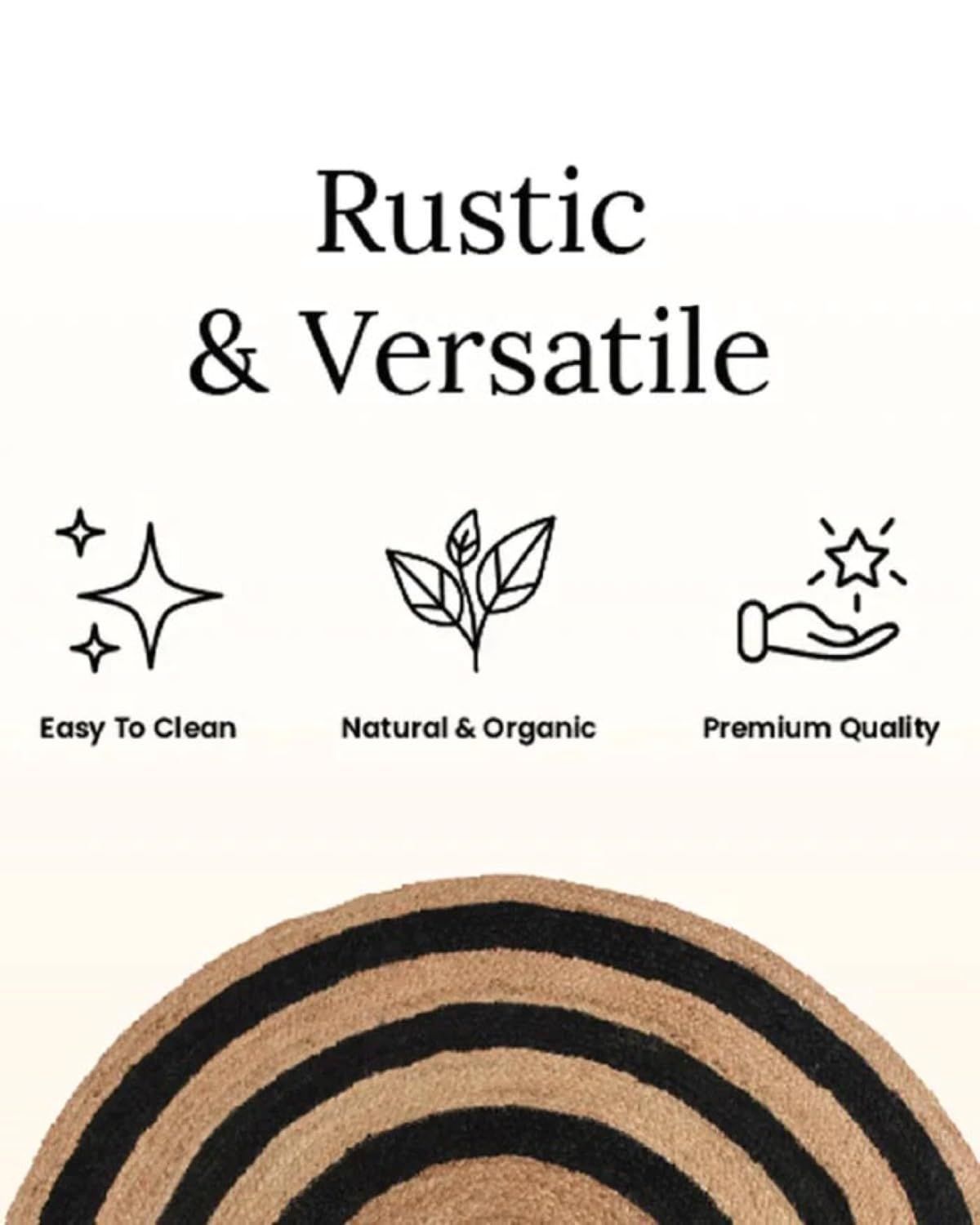 AIESY®  Beautiful Reversible Round Shape Jute Rug