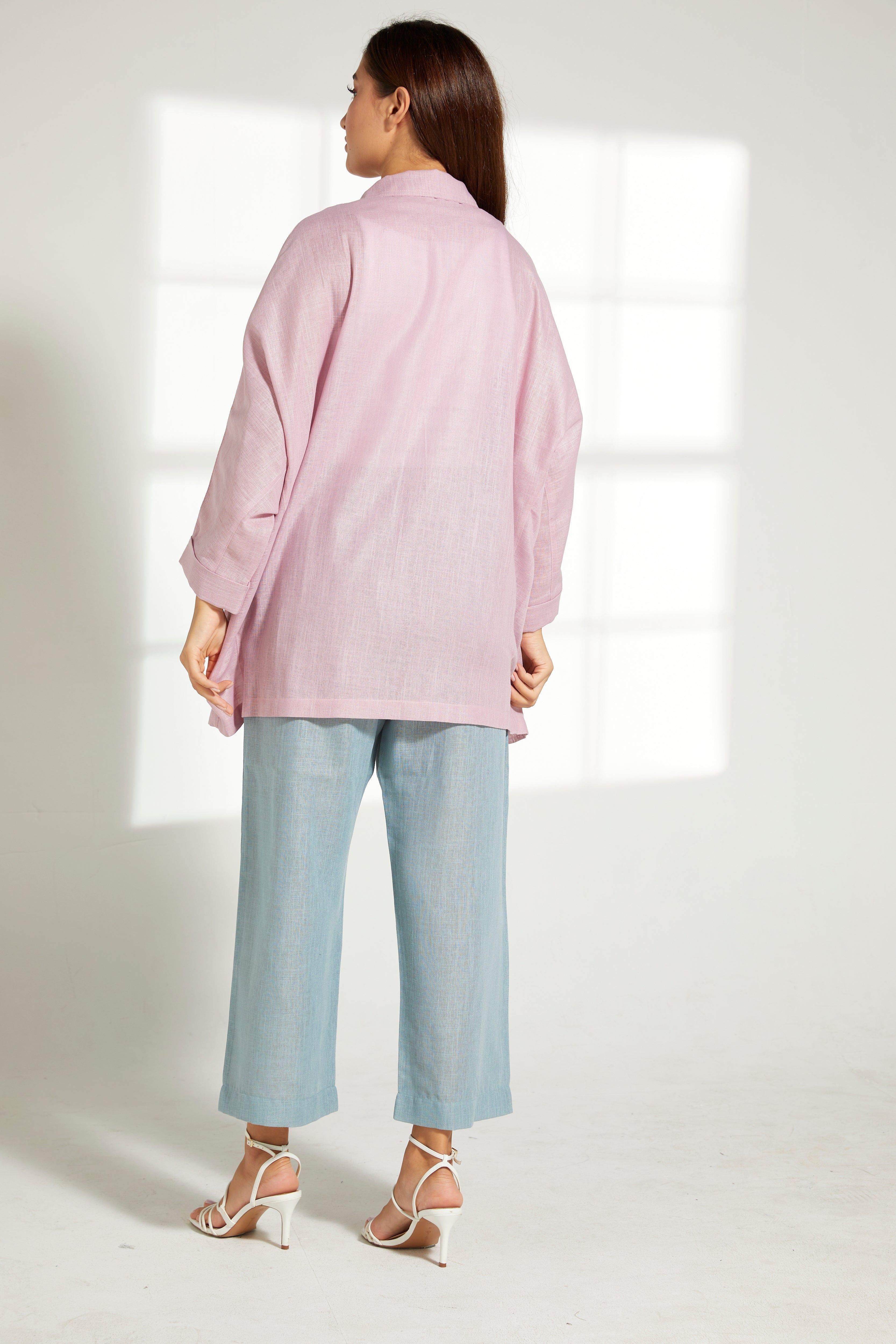 MOiSTREET Multicolor Linen Fabric Top and Pants Set