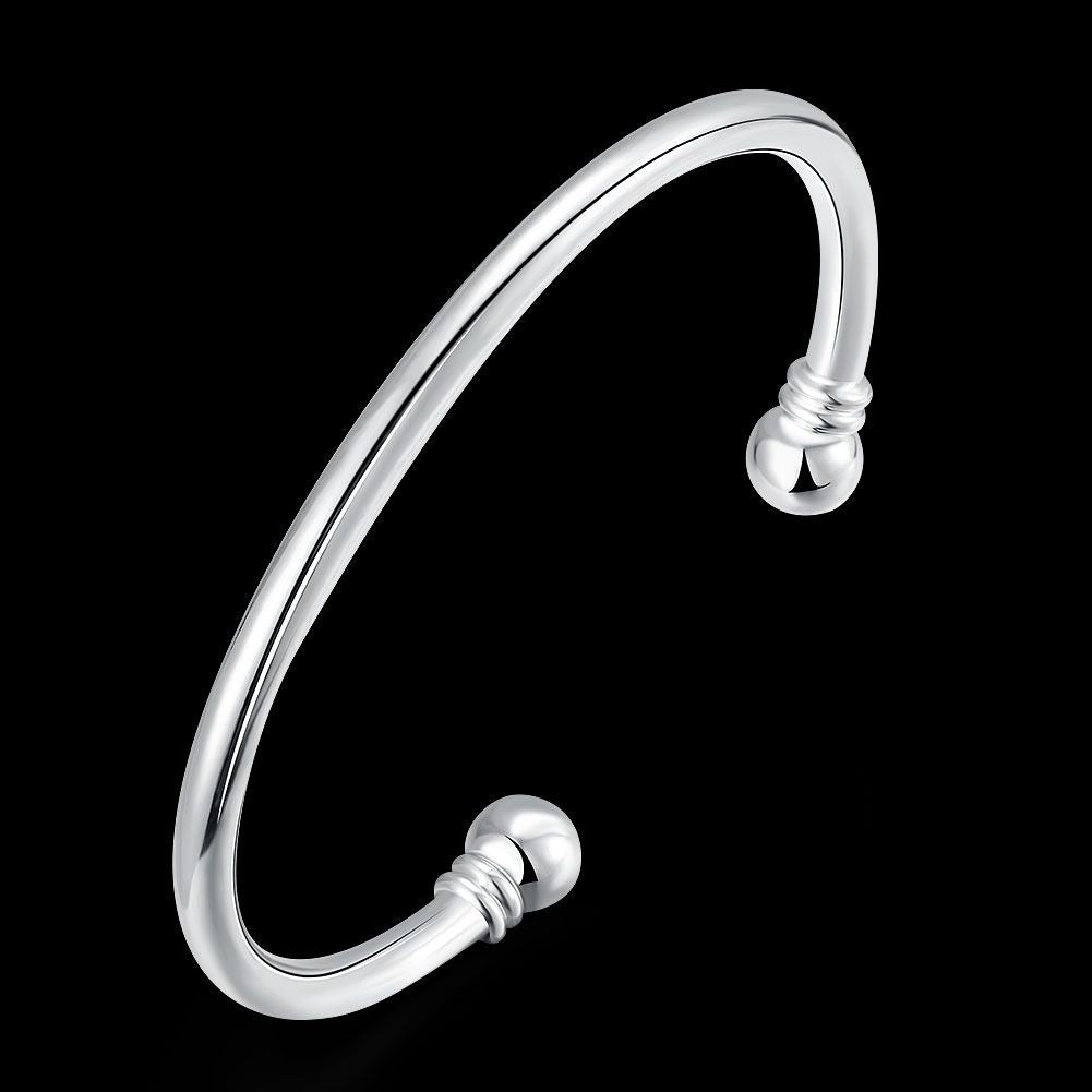 925 Silver Trendy Bracelet Fashion Jewelry Simple Cuff Bangles for Women Mom Gift