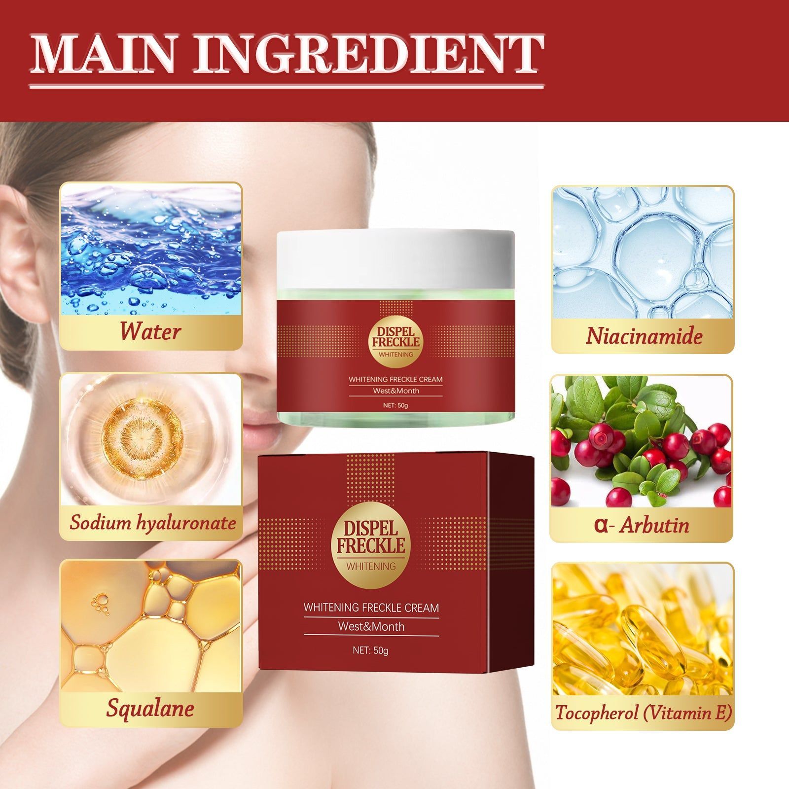 Brightening Spot Cream, Black Spot Removing Cream, Youthful Skin, Moisturizing, Anti-Aging ,50g