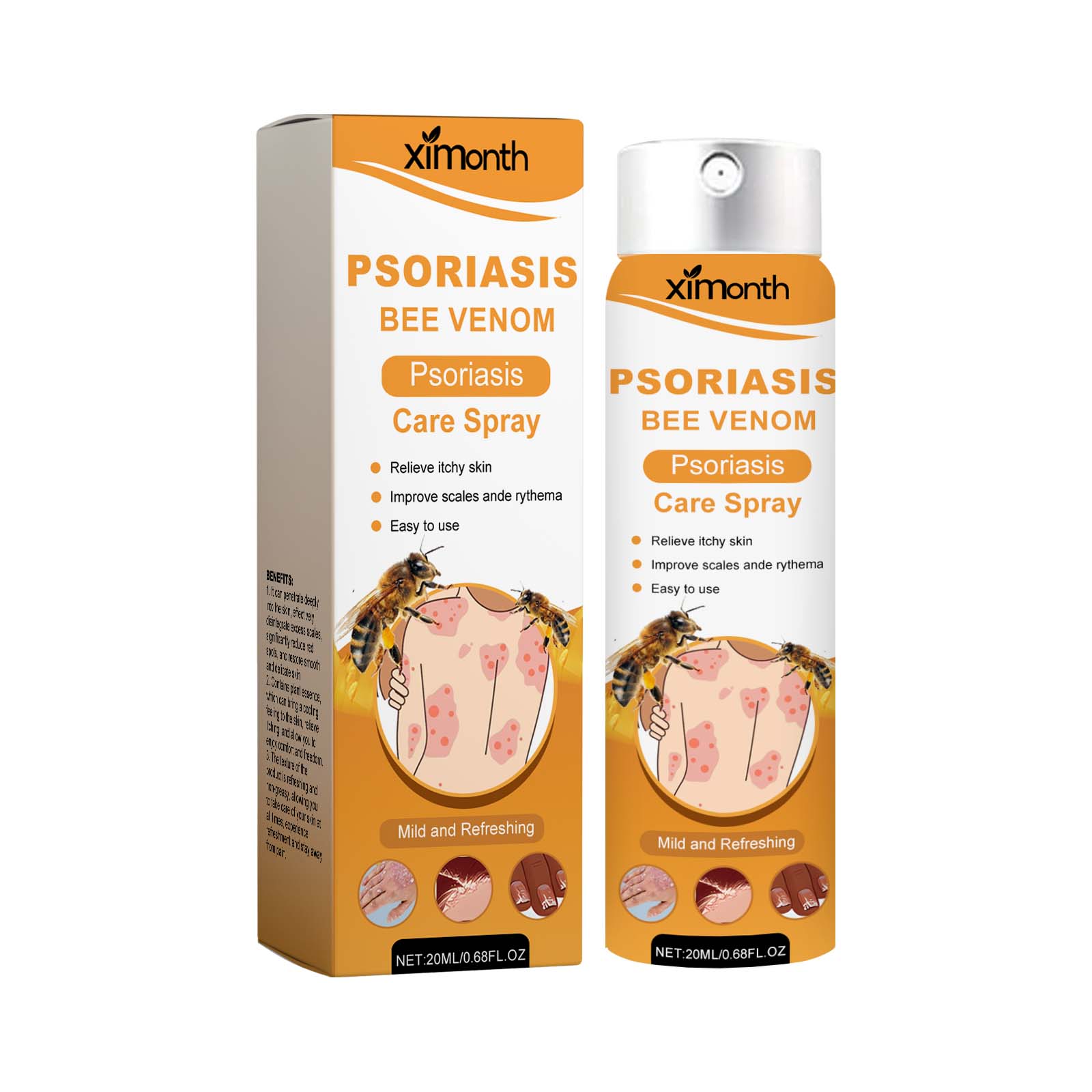 Bee Venom Psoriasis Care Spray, Anti-Itch, Skin Relief, Natural Healing, Fast Results ,20ml