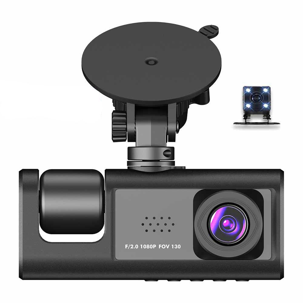 Car Dash Cam 3 Channel Car DVR Driving Recorder With Night Vision Parking Monitor