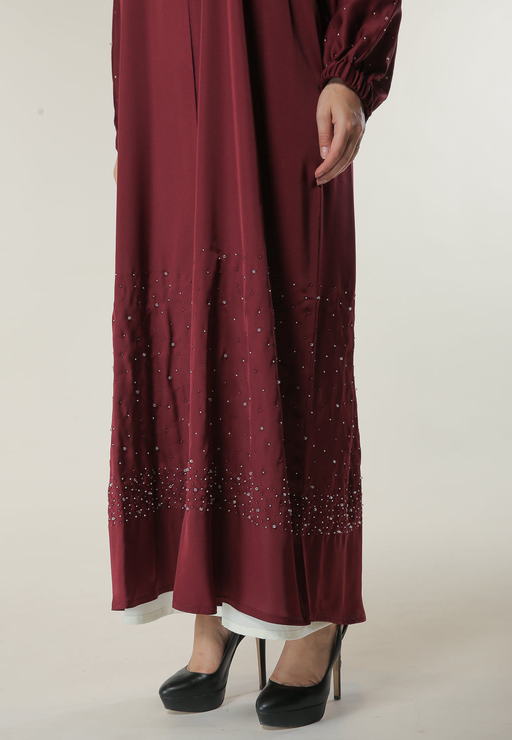 MOiSTREET Cherry Abaya with beaded handwork
