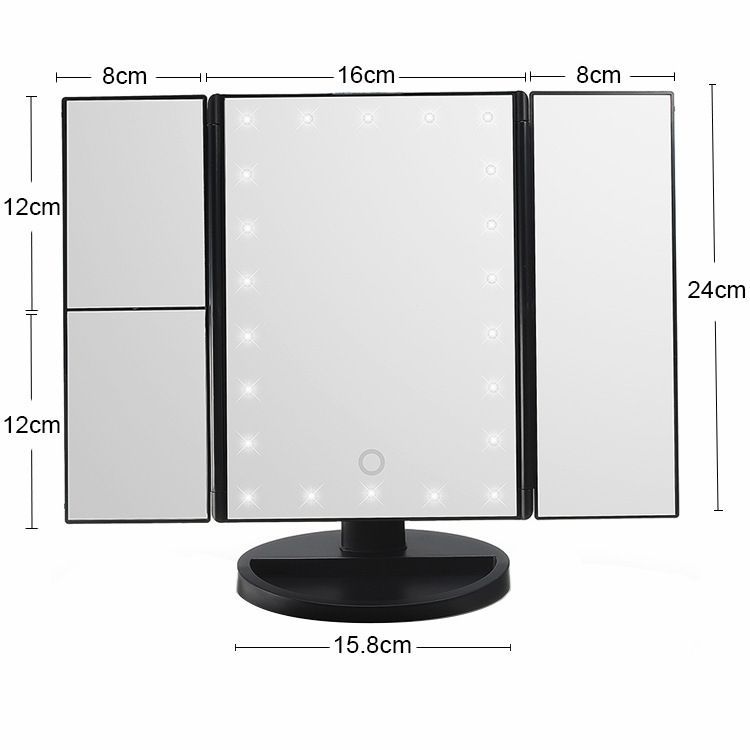 Makeup Mirror Foldable Triple Vanity Mirror With 22 LED Lights 2x 3X Magnification