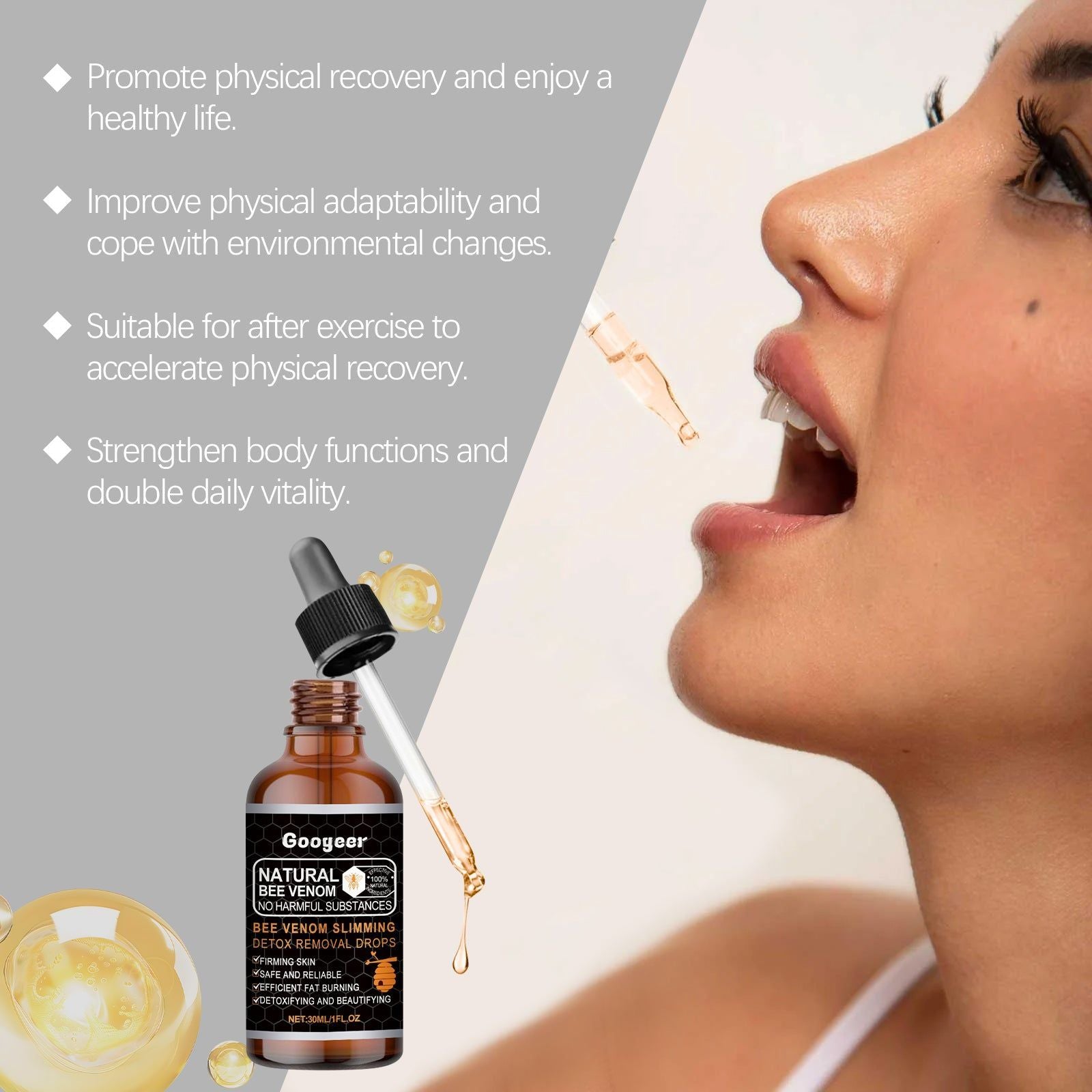 Bee Venom Slimming Detox Drops, Natural Body Care, Boost Circulation, Fat Reduction ,30ml