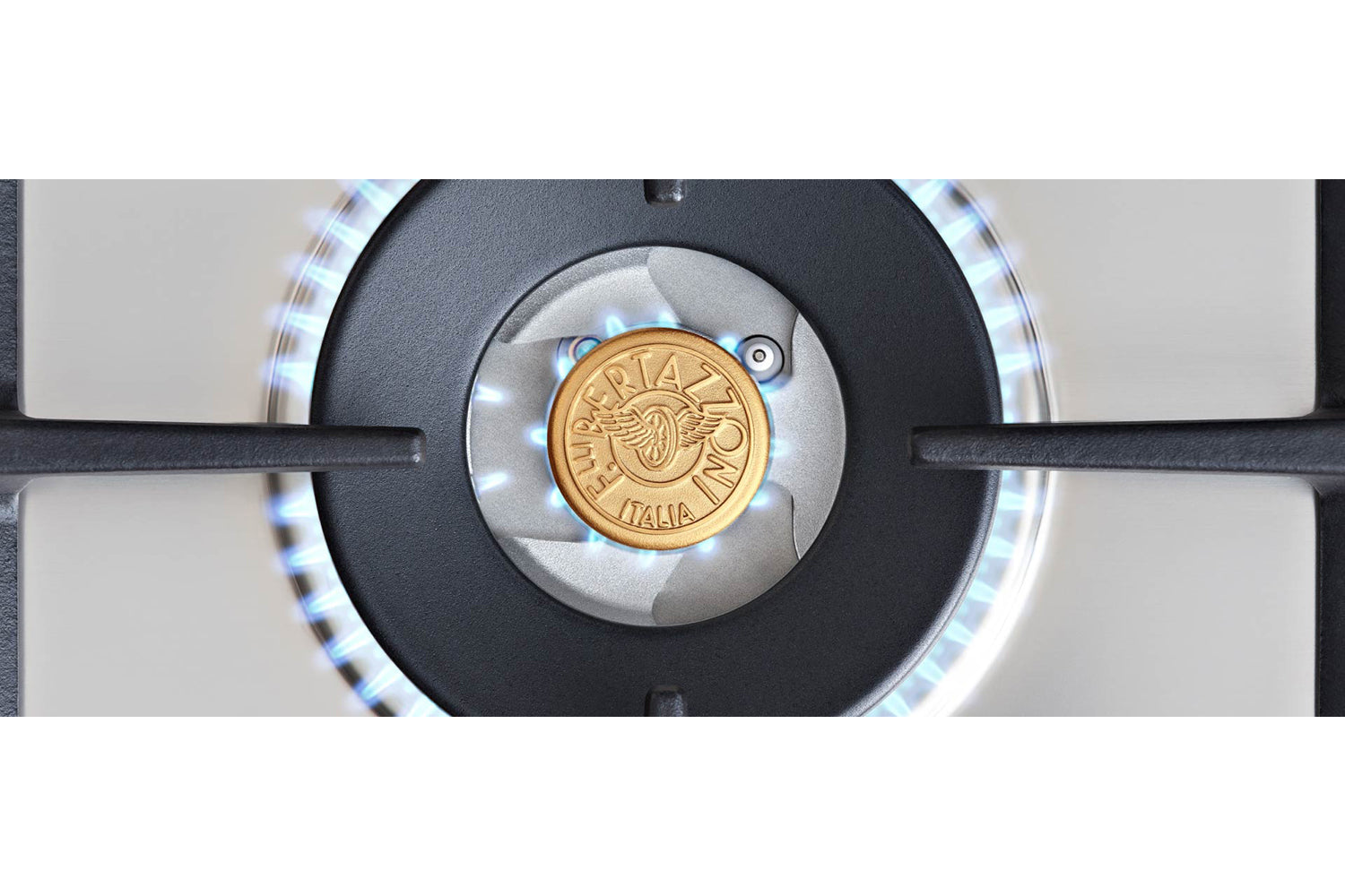 Bertazzoni P905CPROX Professional Series Gas Hob with Central Dual Wok Burner, Stainless Steel, 90cm