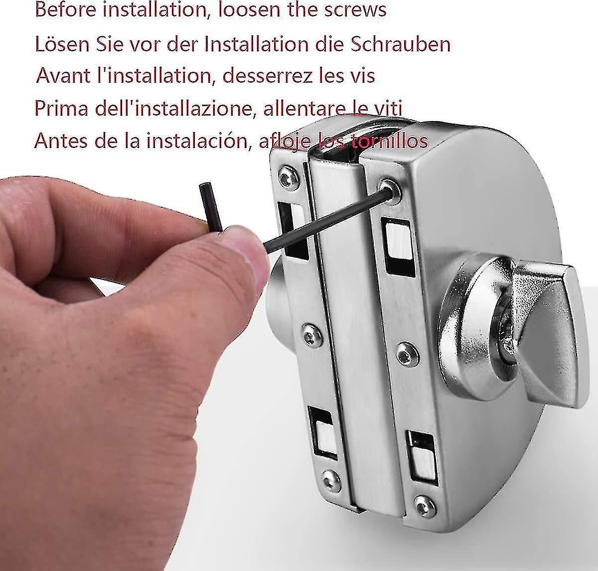 No Drill Stainless Steel Sliding Glass Door Lock With 3 Copper Keys
