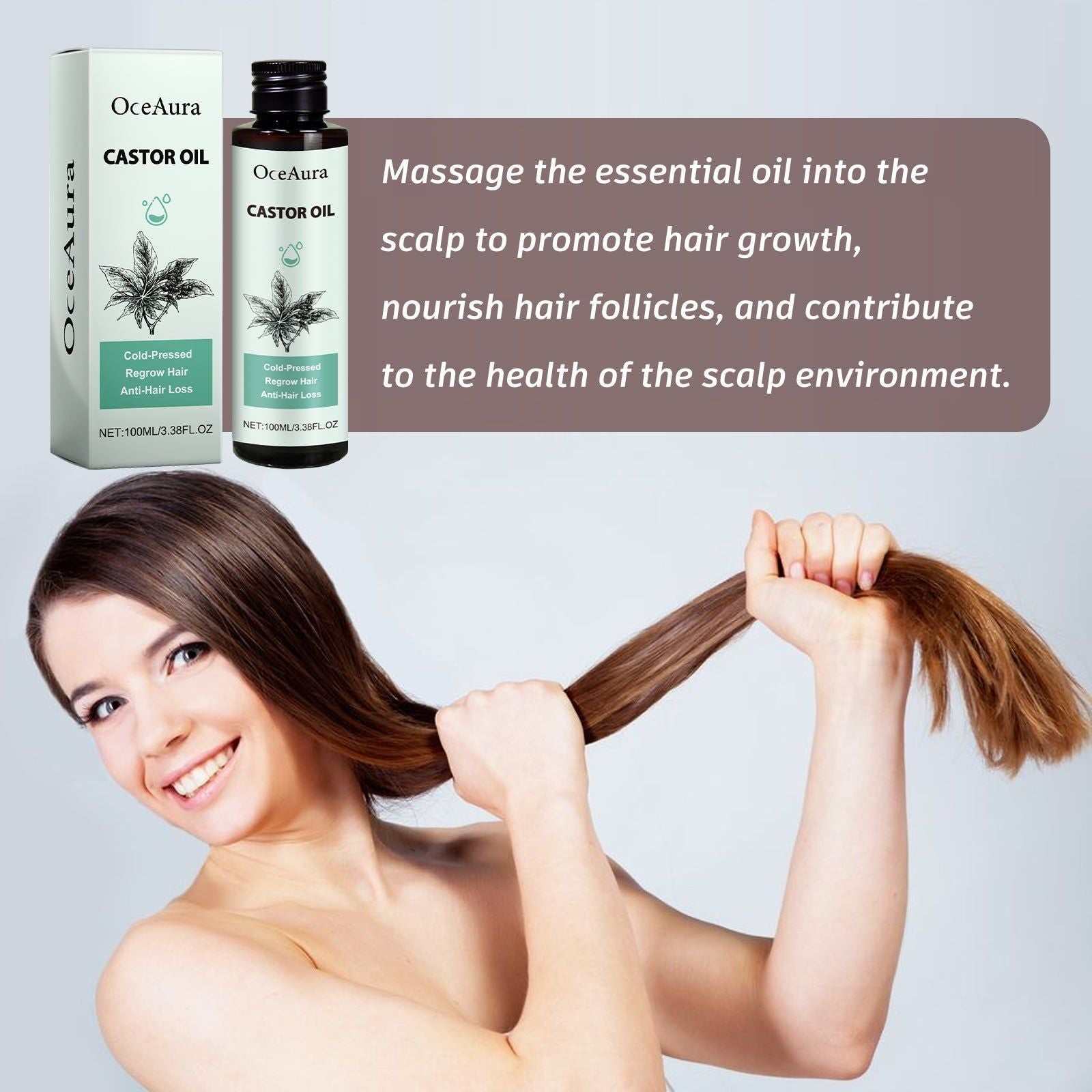 Castor Oil for Hair Care, Grow Thicker, Stronger, Hydrated Hair Naturally ,100ml