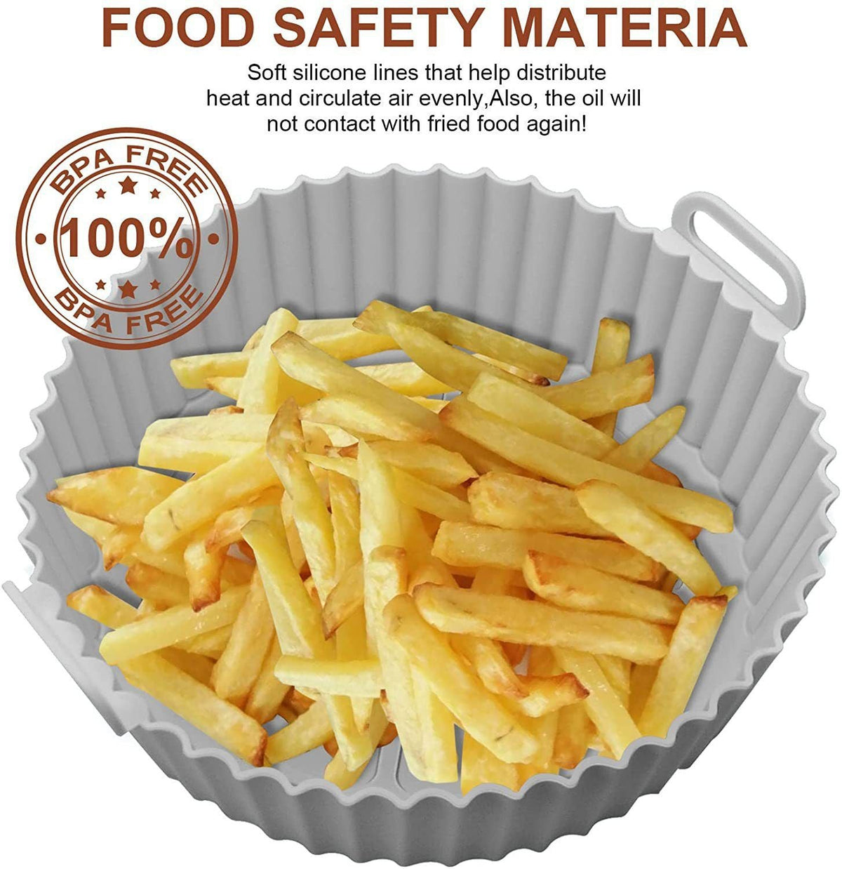 2Pcs Silicone Air Fryer Liner Reusable Air Fryer Basket 7.5 Inch Baking Tray