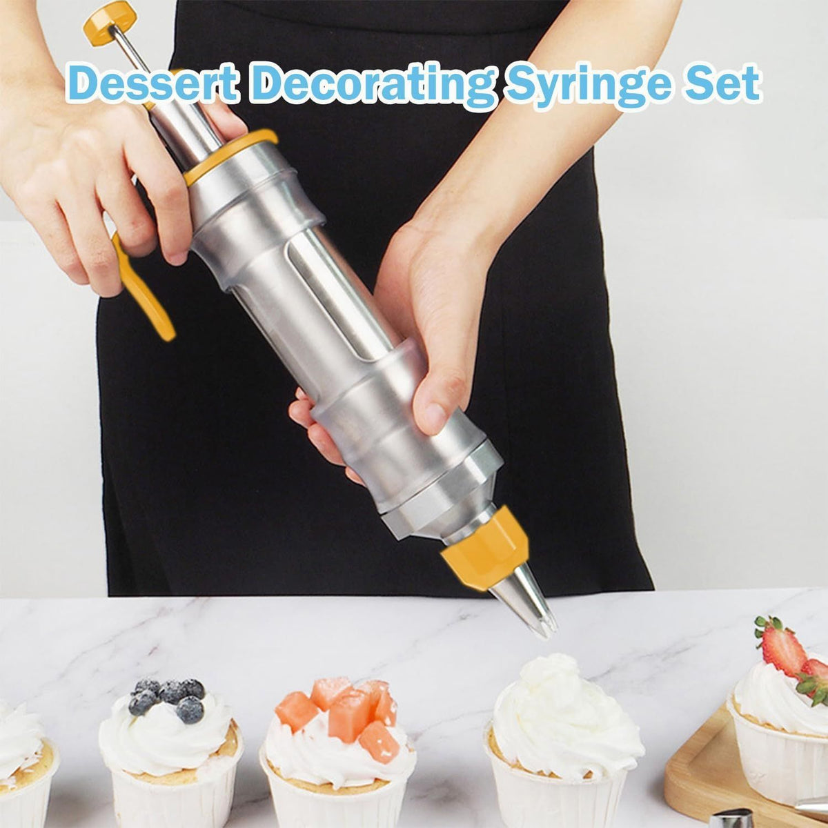 Dessert Decorating Syringe Set Stainless Steel Cake Decorating Tools Icing Piping Kit