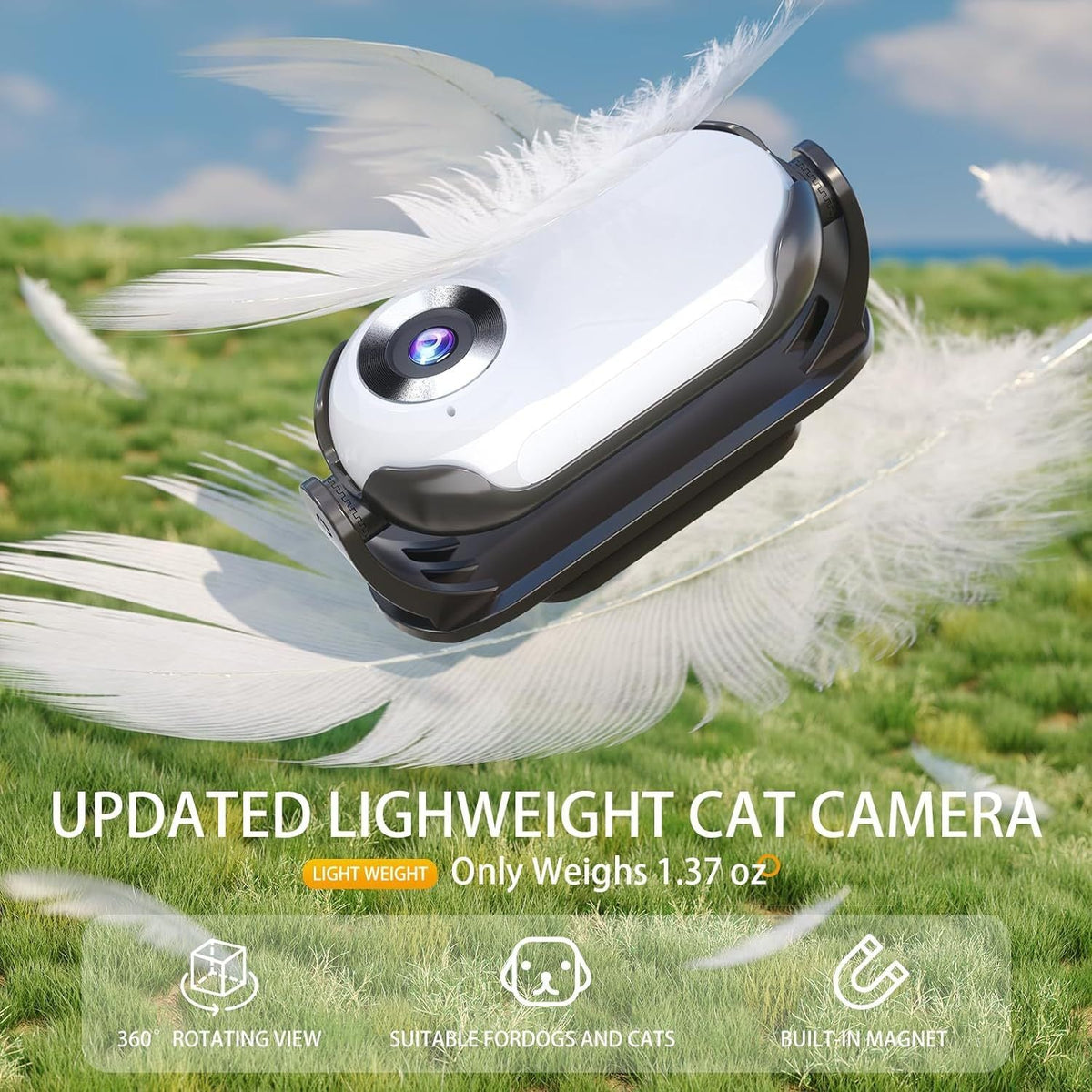 Pet Baby 1080P Cat Camera Collar Mini Body Camera No WiFi Action Camera for Cats Dogs with 32GB SD Card