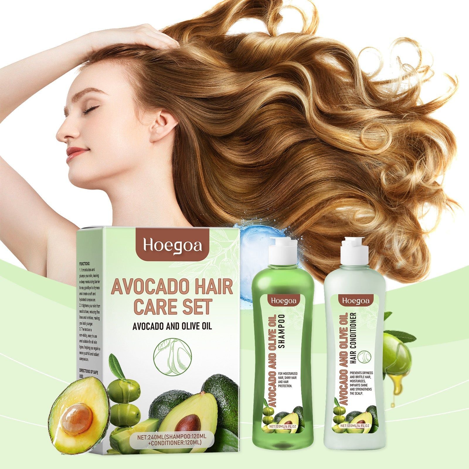 Avocado Hair Care Set for Glossy, Nourished, and Smooth Hair, Deep Moisturizing ,1set