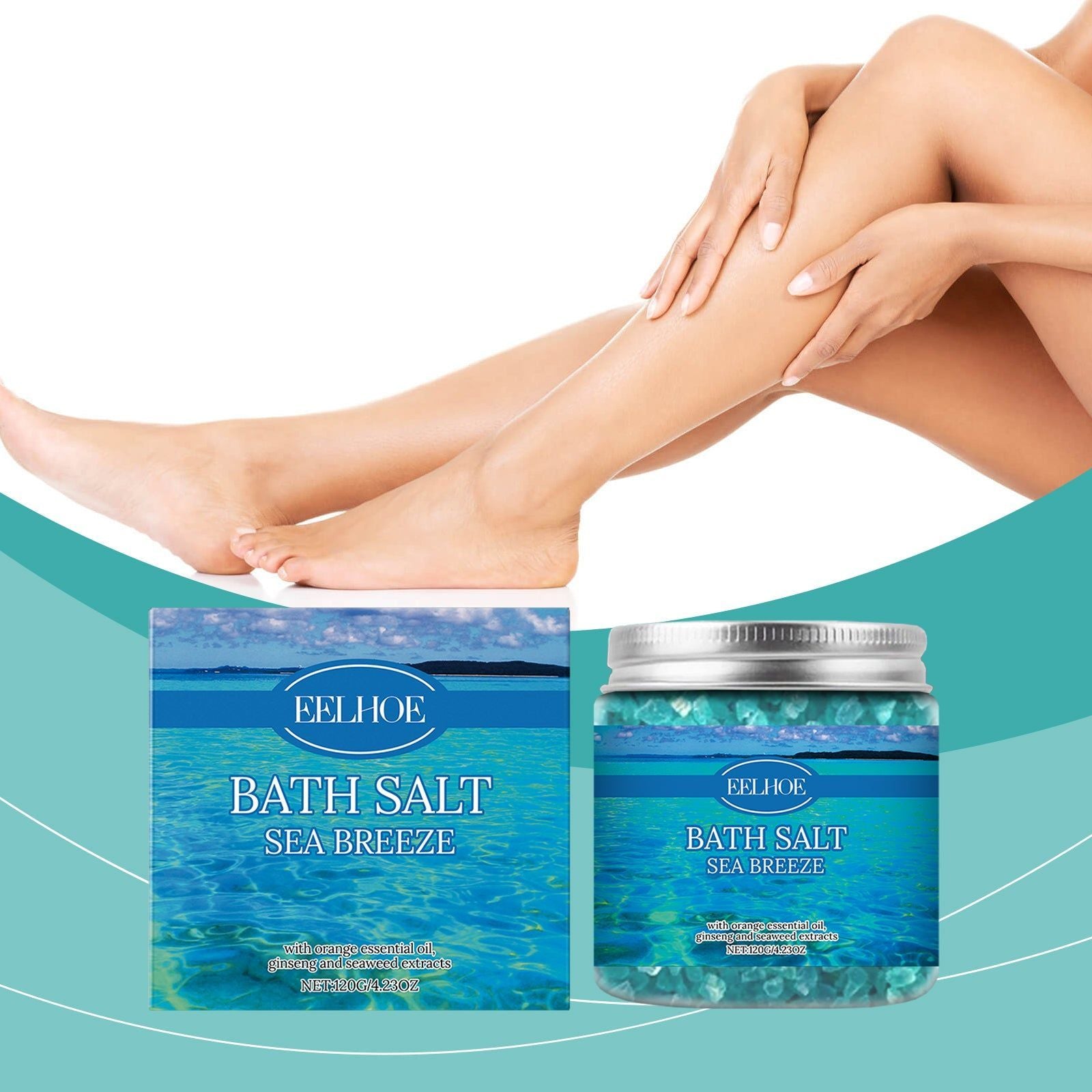 Bath Sea Salt, Body Cleansing, Moisturizing, Ginseng & Peppermint, Refreshing Skin ,120g