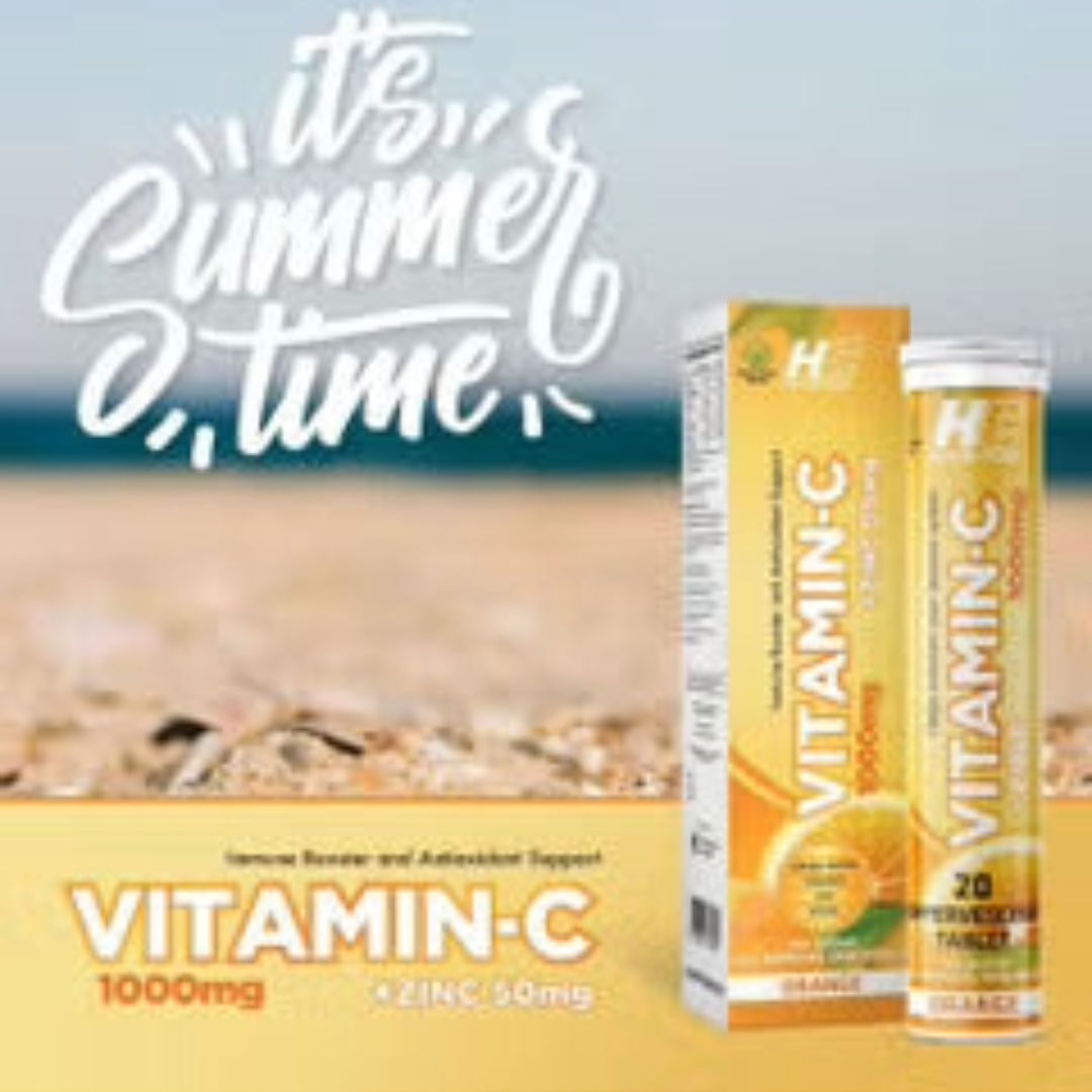 HC Nutrition Vitamin C+ Zinc 1000mg, Orange, 20 Tablets