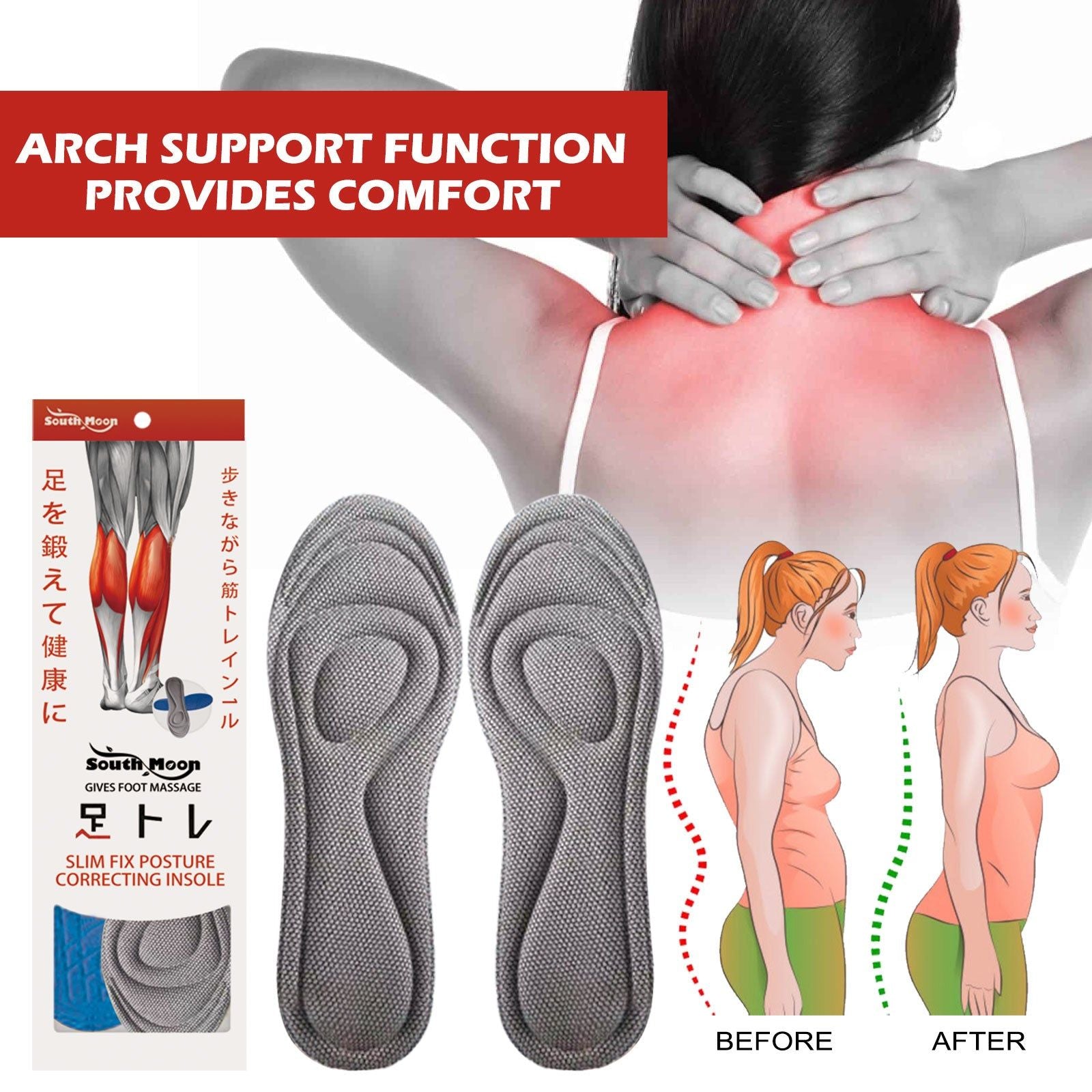 Transform Your Posture with Slim Fix Posture Correcting Insole, Relieve Joint Pain, Breathable Foot Support ,1pair