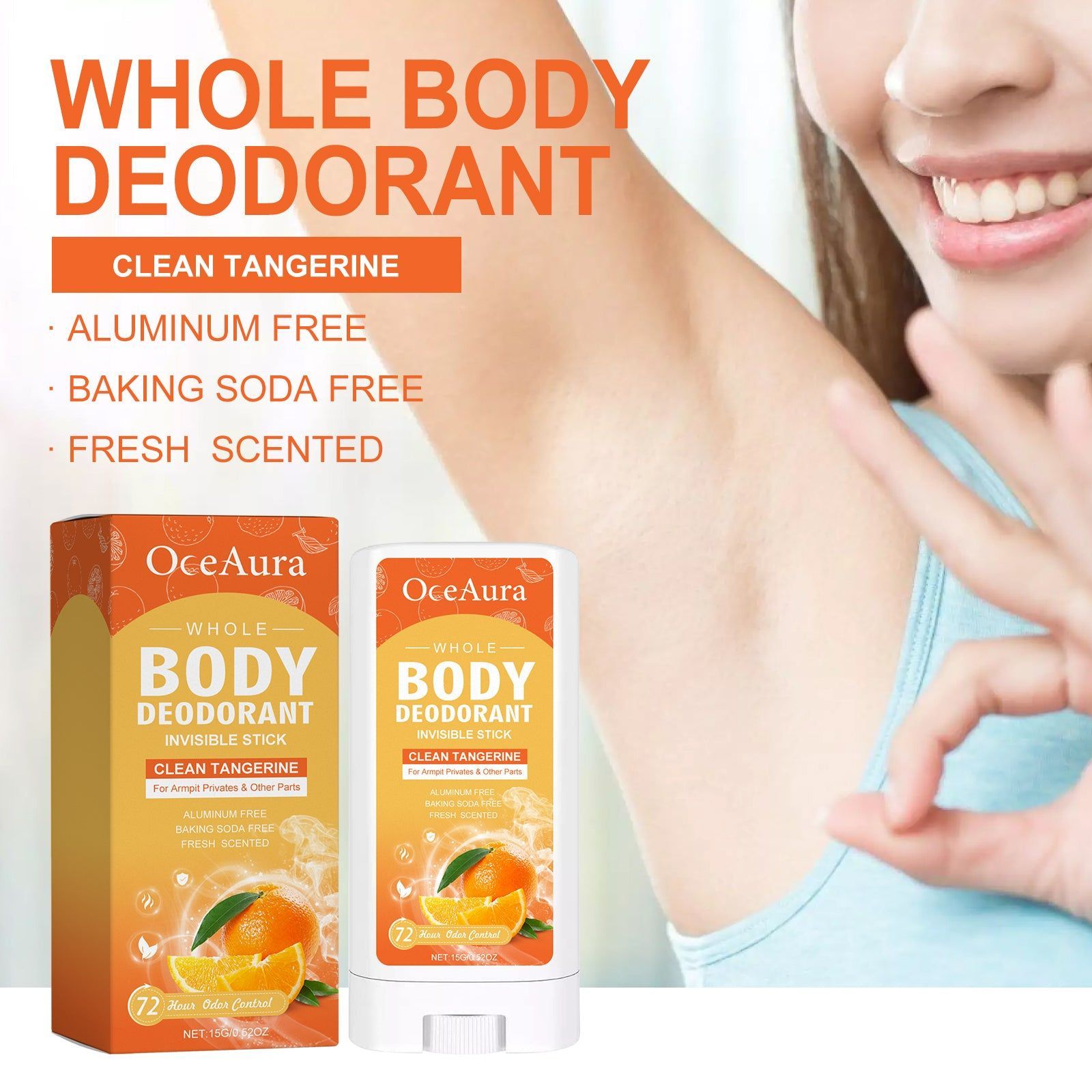 Body Deodorant Stick, Natural Body Cleansing, Odor Control, Refreshing Fragrance ,15g