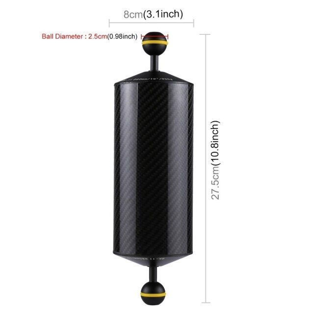 12.79 / 10.8 inch 27.5cm Length 80mm Diameter Double Balls Carbon Fiber Floating