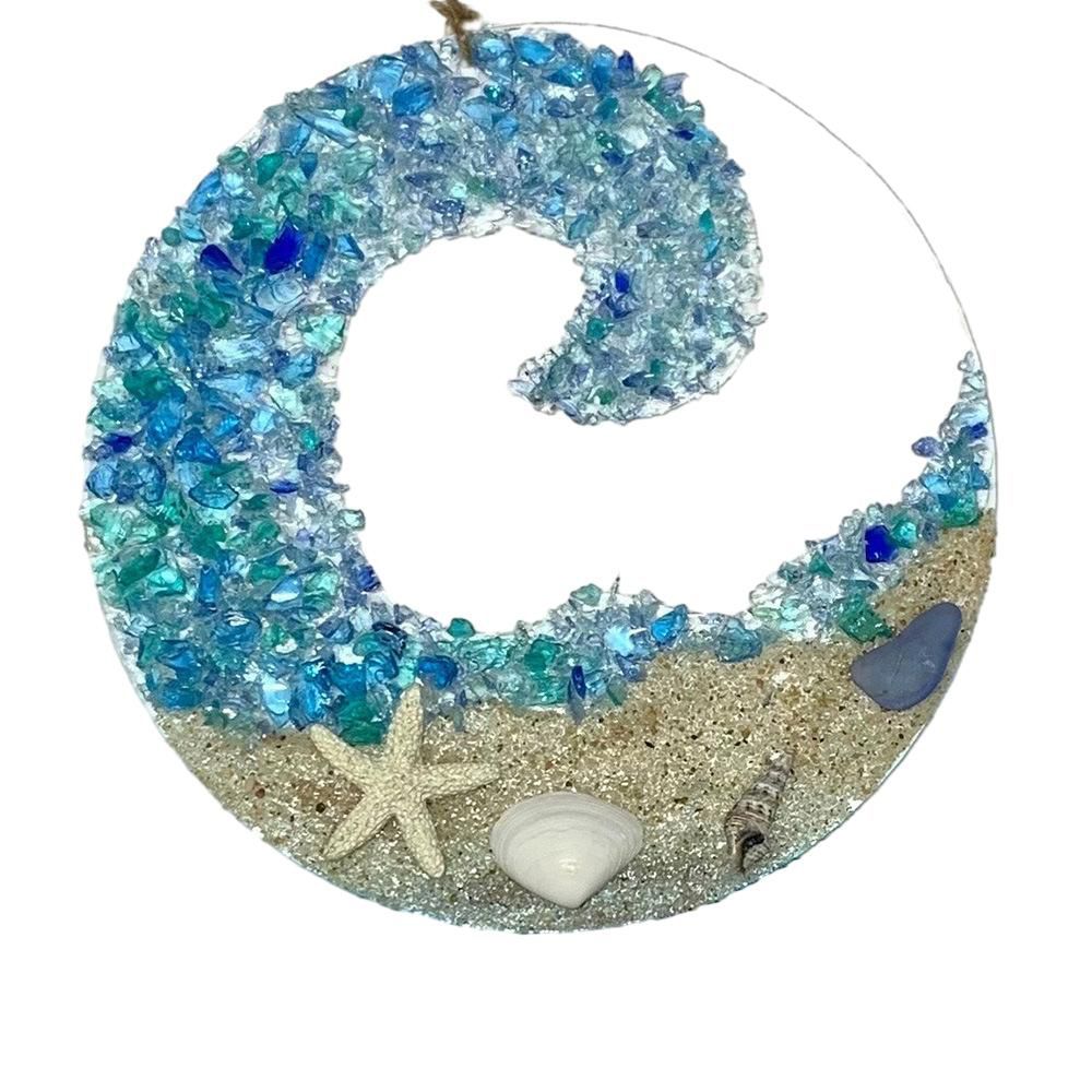 Sea Glass Suncatcher Pendant Acrylic Window Decor Beach Ornament For Home Office