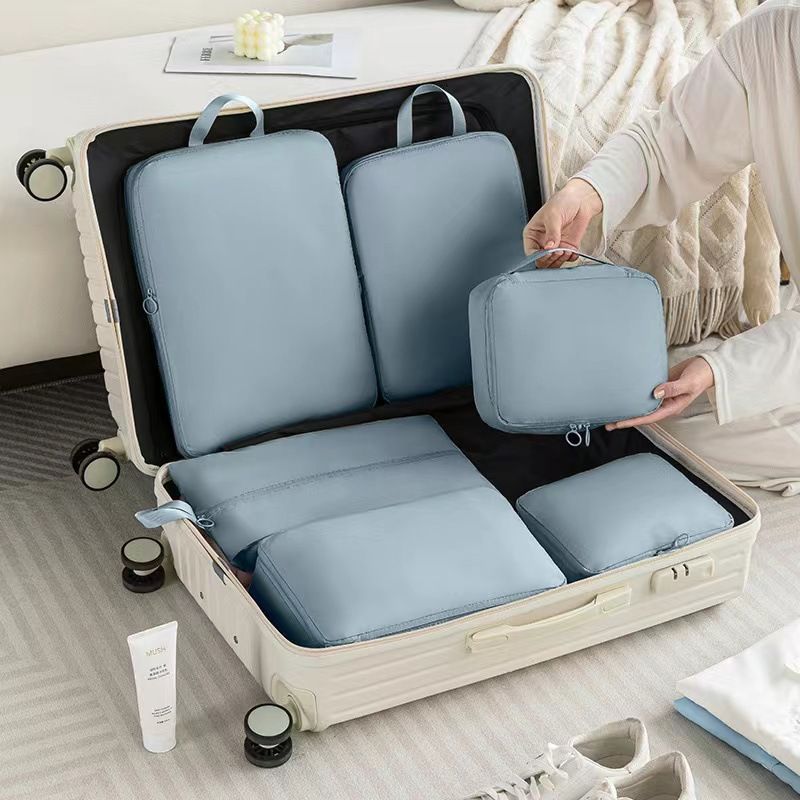 6pcs Compressed Travel Packing Cubes Set Clothing Luggage Storage Bag Suitcase Organizer
