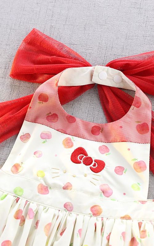Little Girls Cooking Baking Apron Kitchen Waterproof Bow Aprons Dress