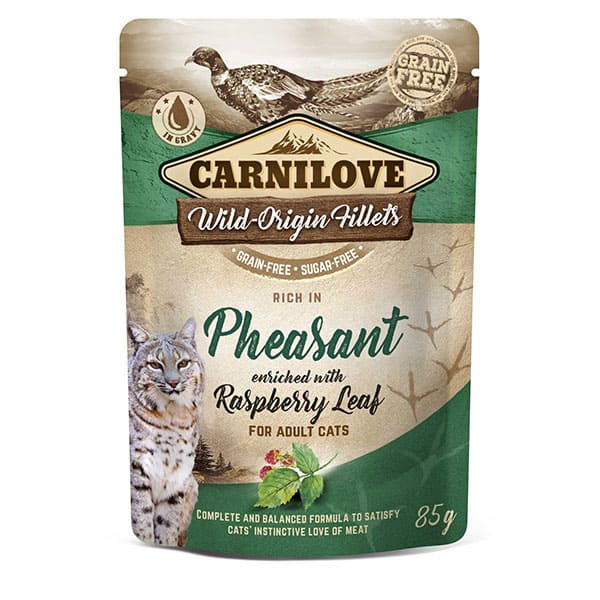 Carnilove cat pouch rich in Pheasant enriched with Raspberry Leaves 85 g