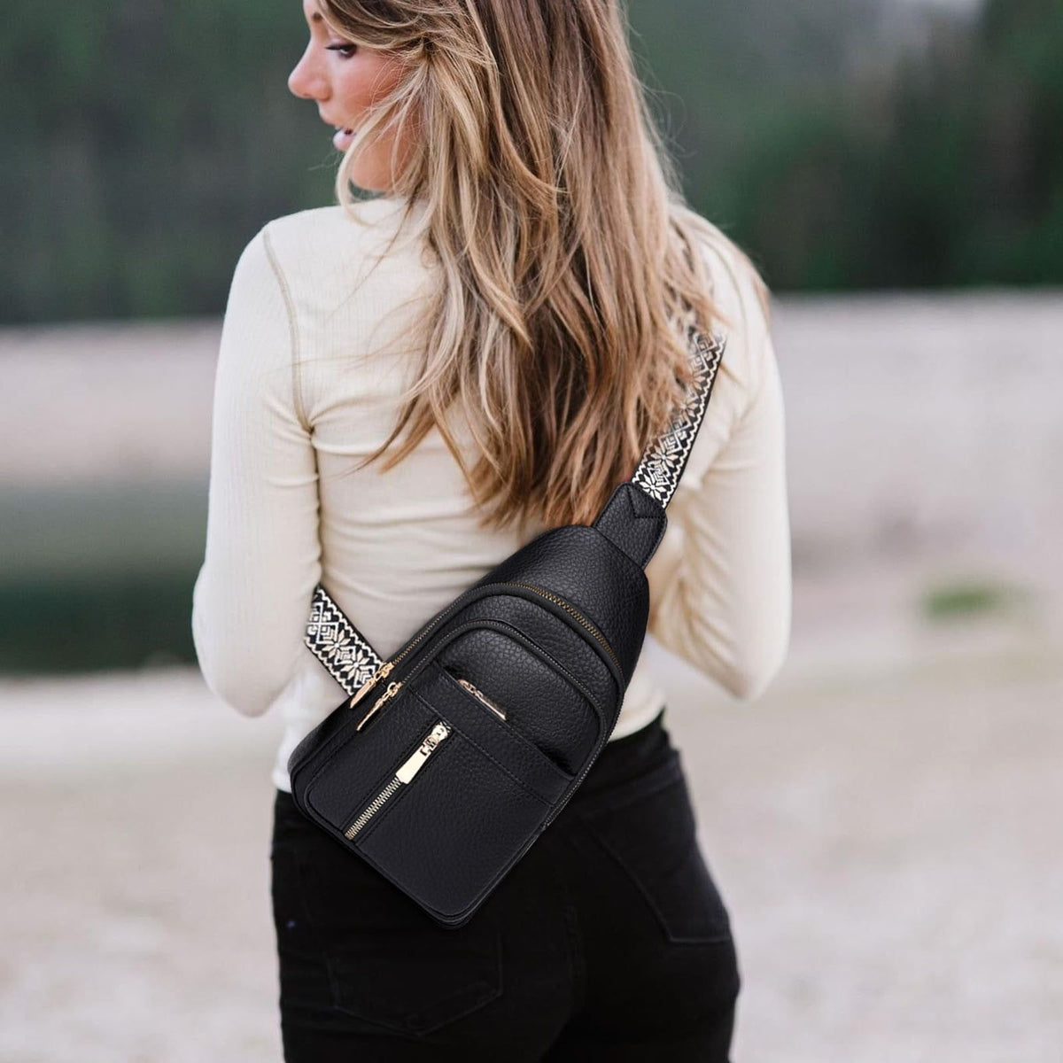 Women Chest Bag Sling Bag Zipper Waist Pack Crossbody Messenger Bag