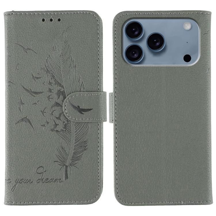 For iPhone 18 Pro Max / iPhone 17 Pro Max Feather Pattern Litchi Texture Leather Phone Case