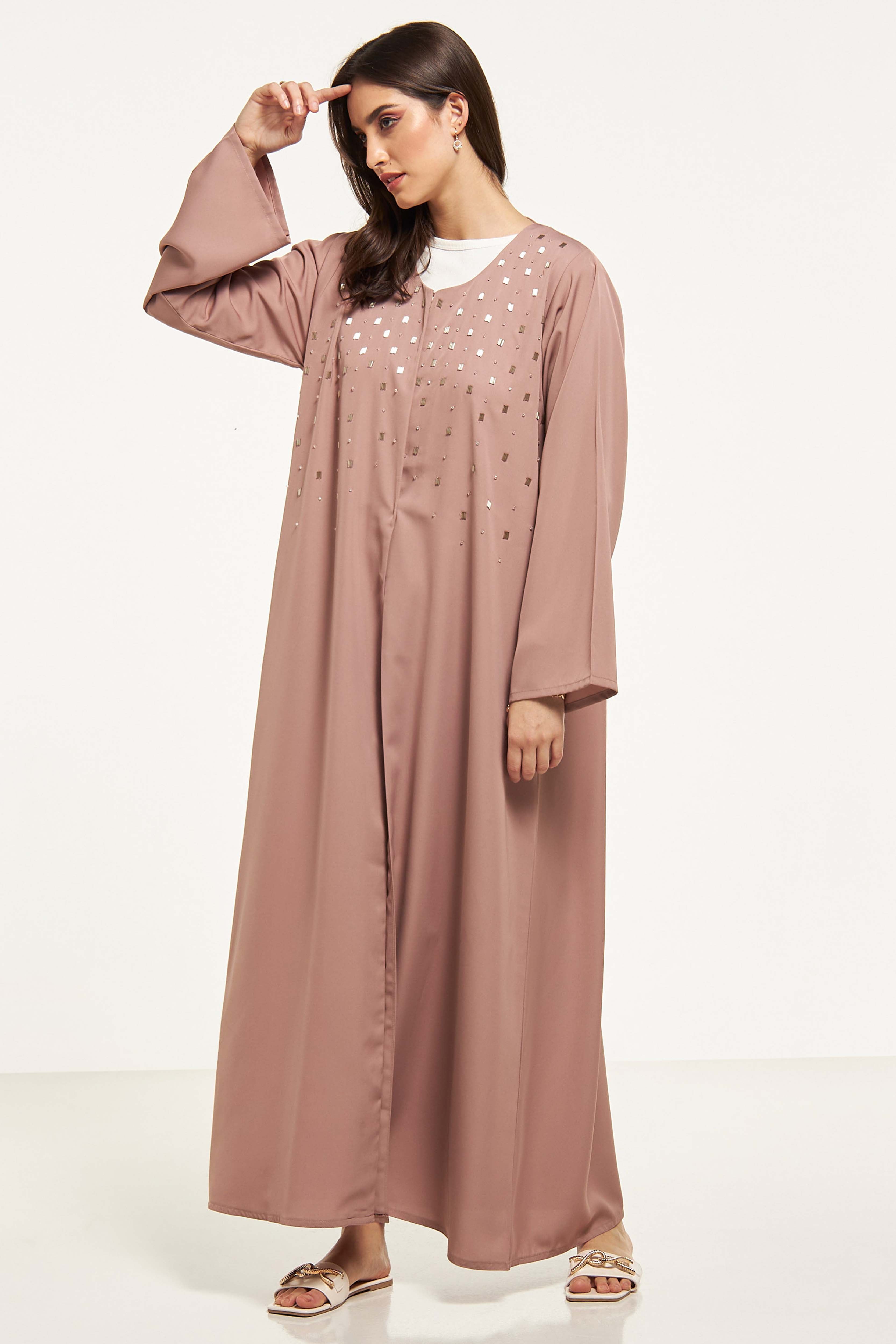 MOiSTREET Embellished Abaya with Sheila