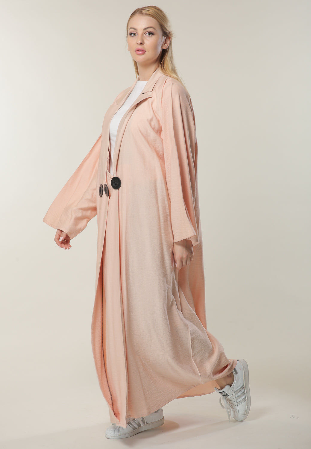 MOiSTREET Light Pink Coat Style Abaya