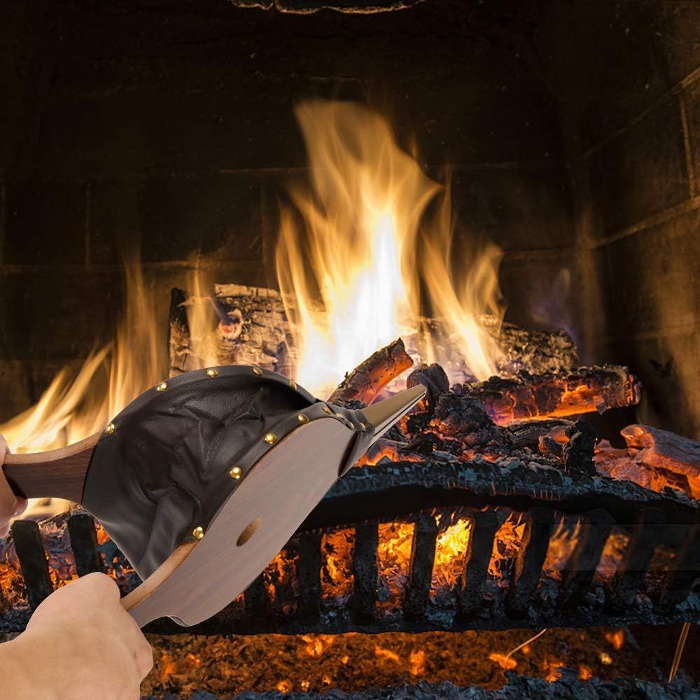 Fireplace Bellows Large Wood Air Blower Cast Nozzle for Outdoor Camping BBQ Grill