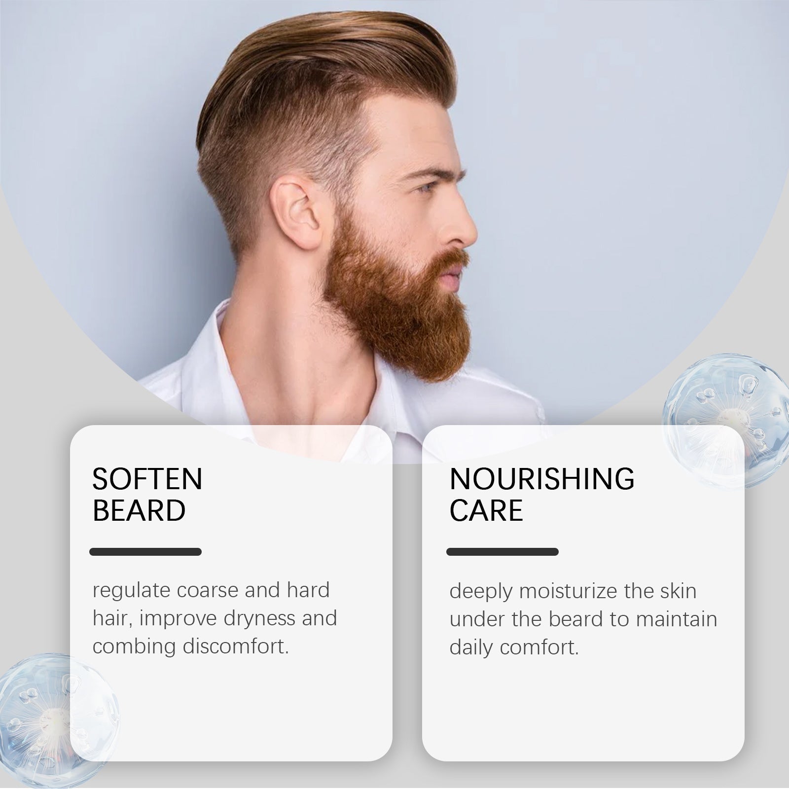 Beard Care Cream, Nourishing, Moisturizing, Non-Greasy, Gentle for Men ,30g