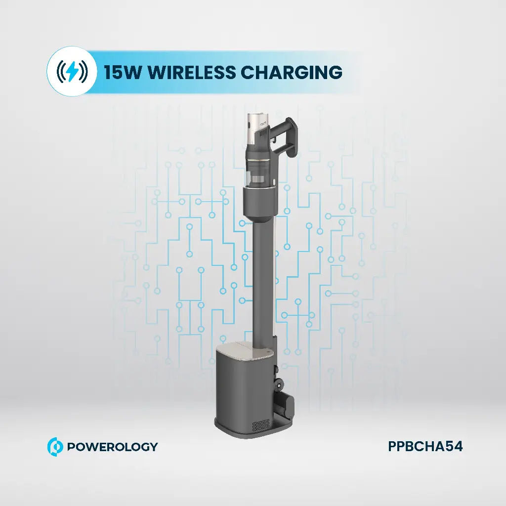 Powerology Cordless Vacuum Auto-Disposal Charging, 400W Motor, Black