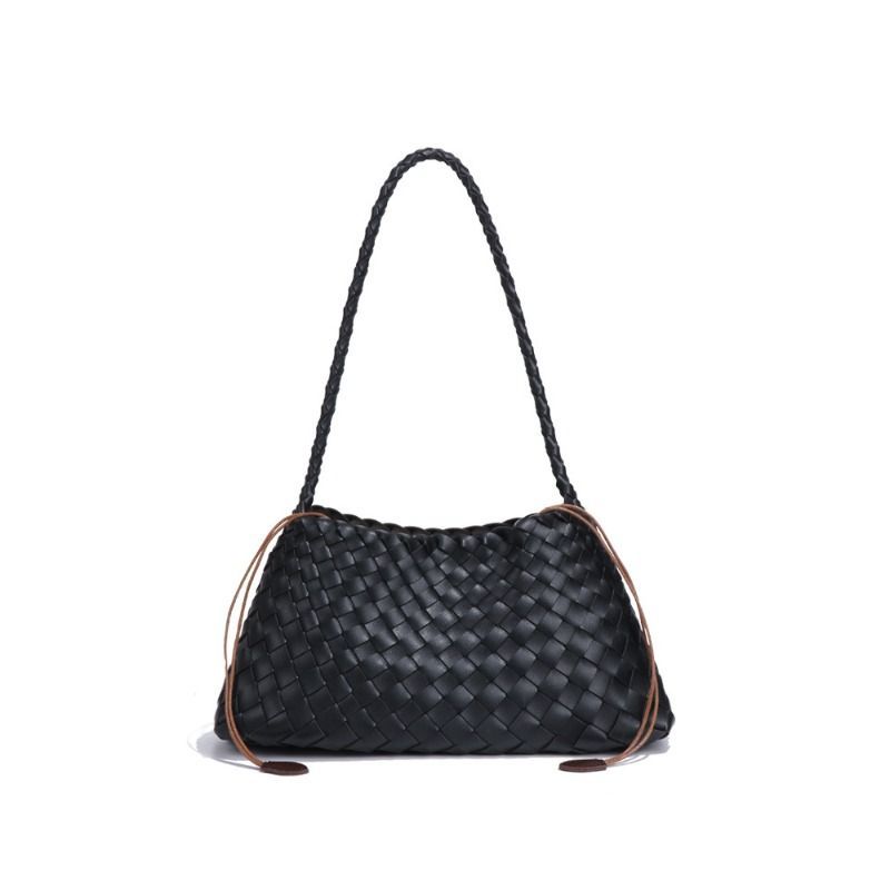 Women Shoulder Bags PU Leather Woven Handbag Underarm Bag