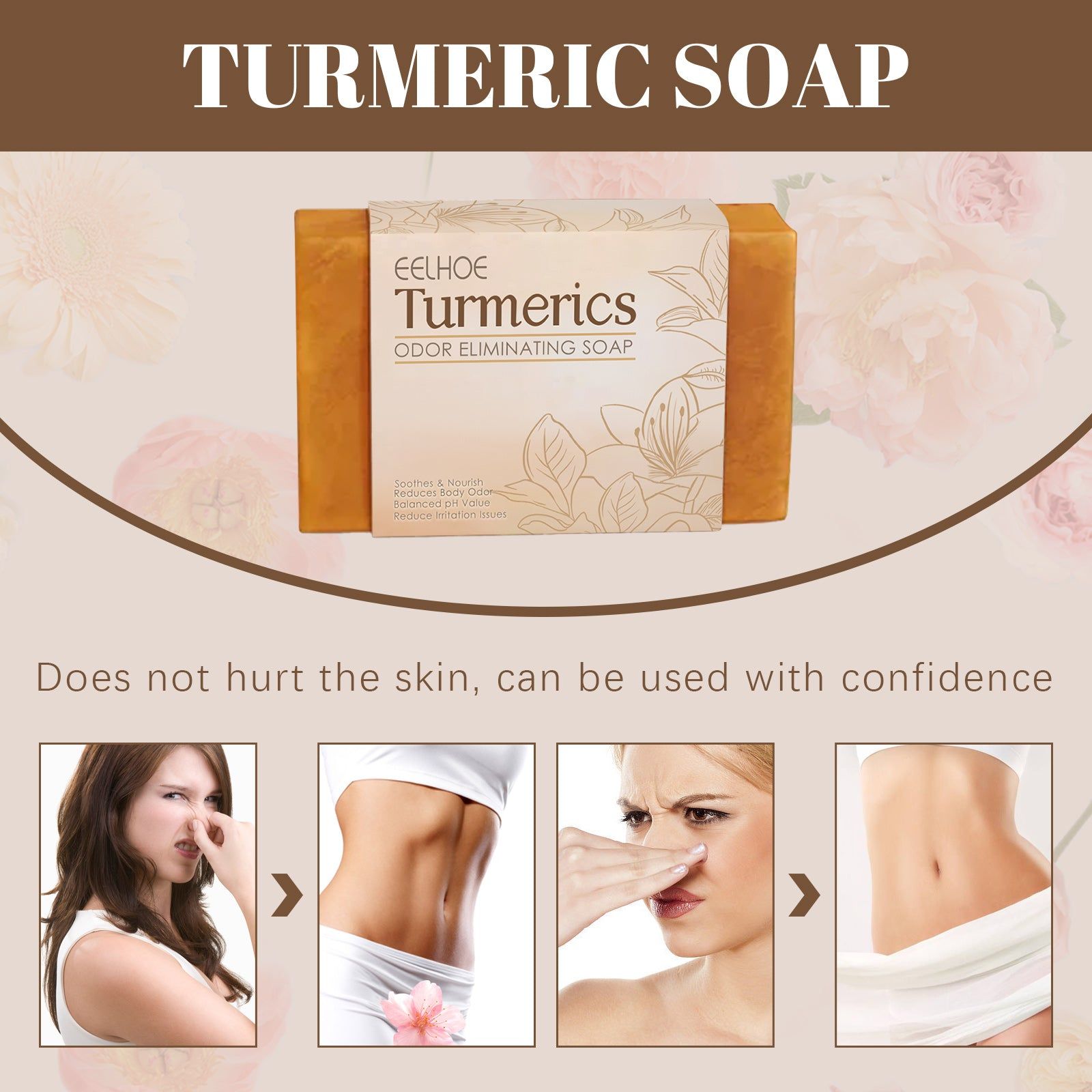 Curcuma Soap for Brightening and Moisturizing, Natural Body Odor Removal, Gentle Skin Care ,1pcs