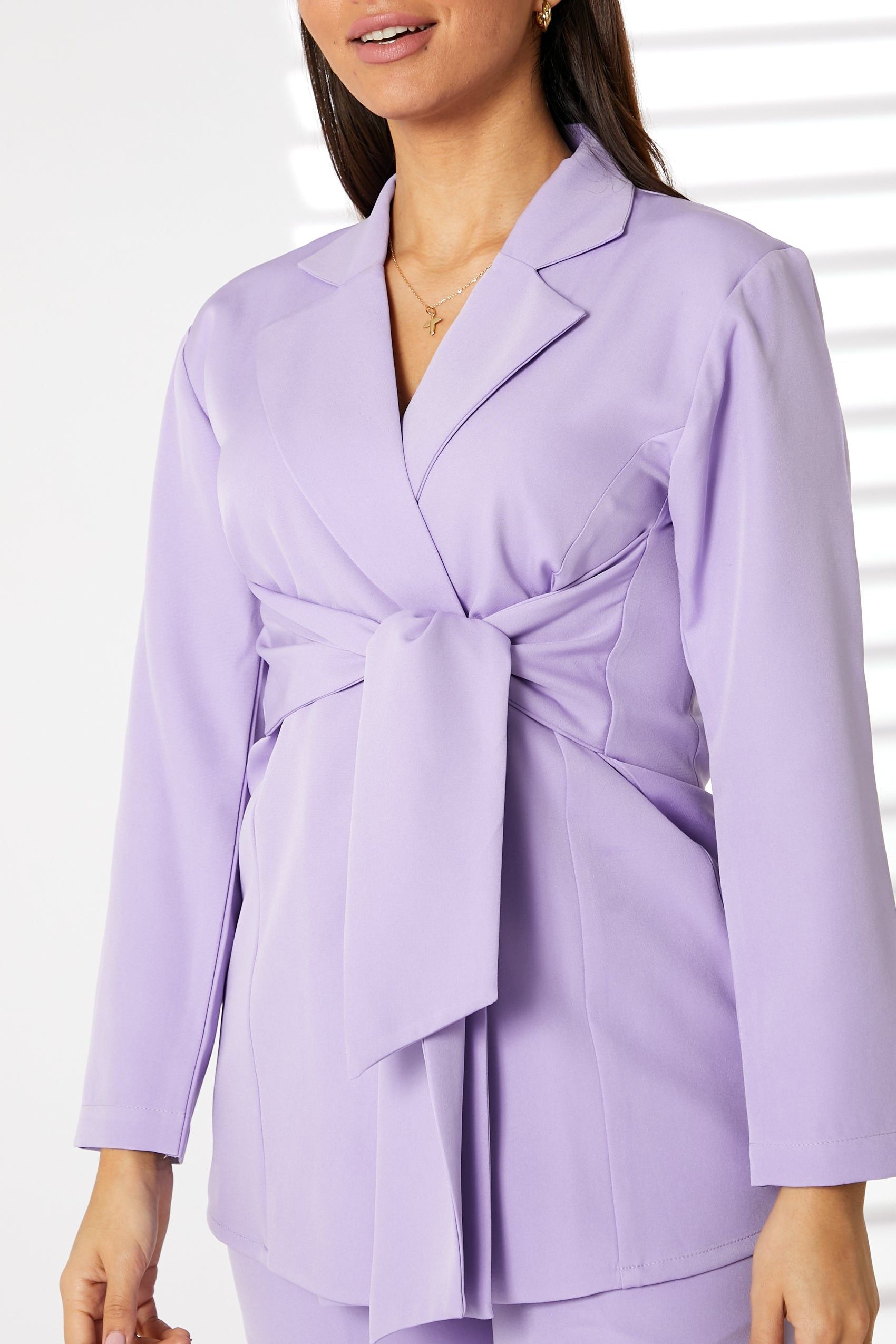 MOiSTREET Lavender Barbie Crepe Fabric Blazer and Pants Set