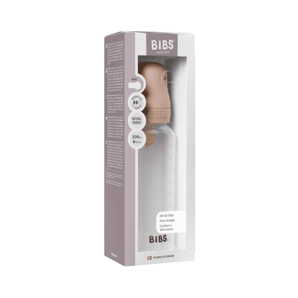 BIBS Glass Baby Bottle Round Latex 240 ml (3-6m Blush)