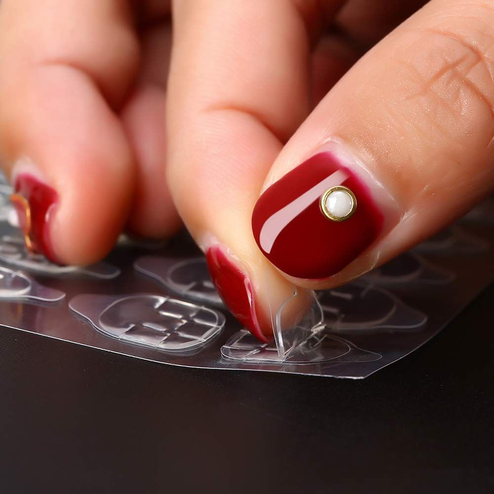 96 pcs Double-sided Glue Nail Sticker Transparent Ahesive False Nail Tips  For Fingers
