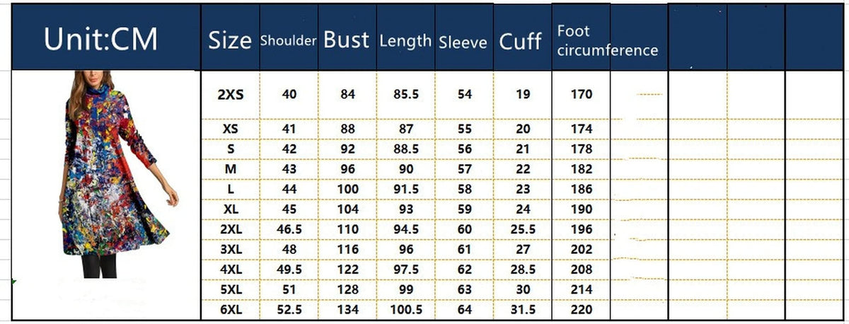 Autumn Vintage High Neck Dress Art Print Long Sleeve Casual Streetwear For Women