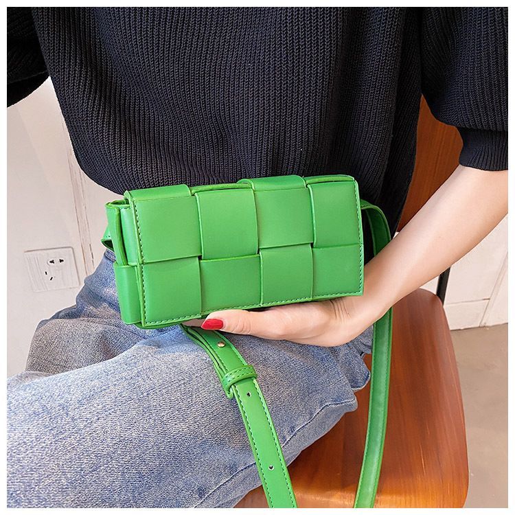 Leather Woven Small Waist Bag Underarm Bag Female Shoulder Hand Messenger Bag