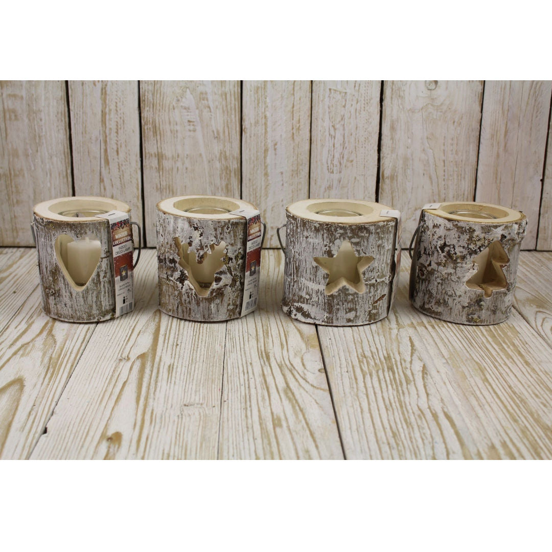 Citronella Decorative Wood Lantern with Glass & Candle, Indoor And Outdoor, Antique White, 12x12cm, 16 Hrs