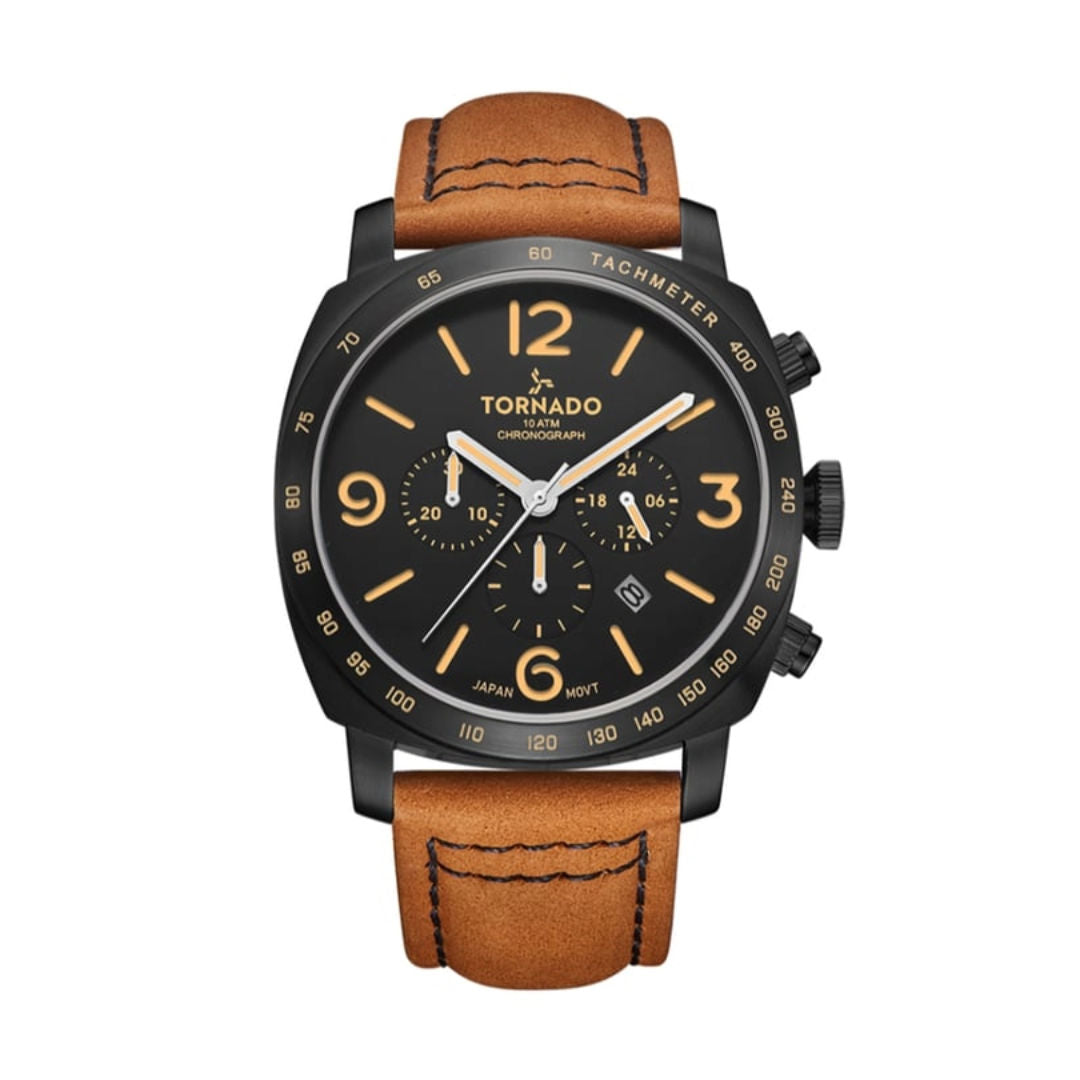 TORNADO Lumina Chronosphere Men's Chronograph Brown Leather Strap Watch
