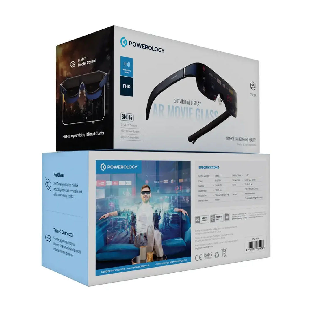 Powerology 2/3D Ultra AR Movie Glass 1080P 120", Blue