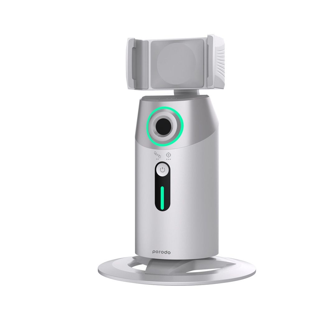 Porodo Gimbal with AI Face Tracking, Gesture Recognition & Remote Controller, White