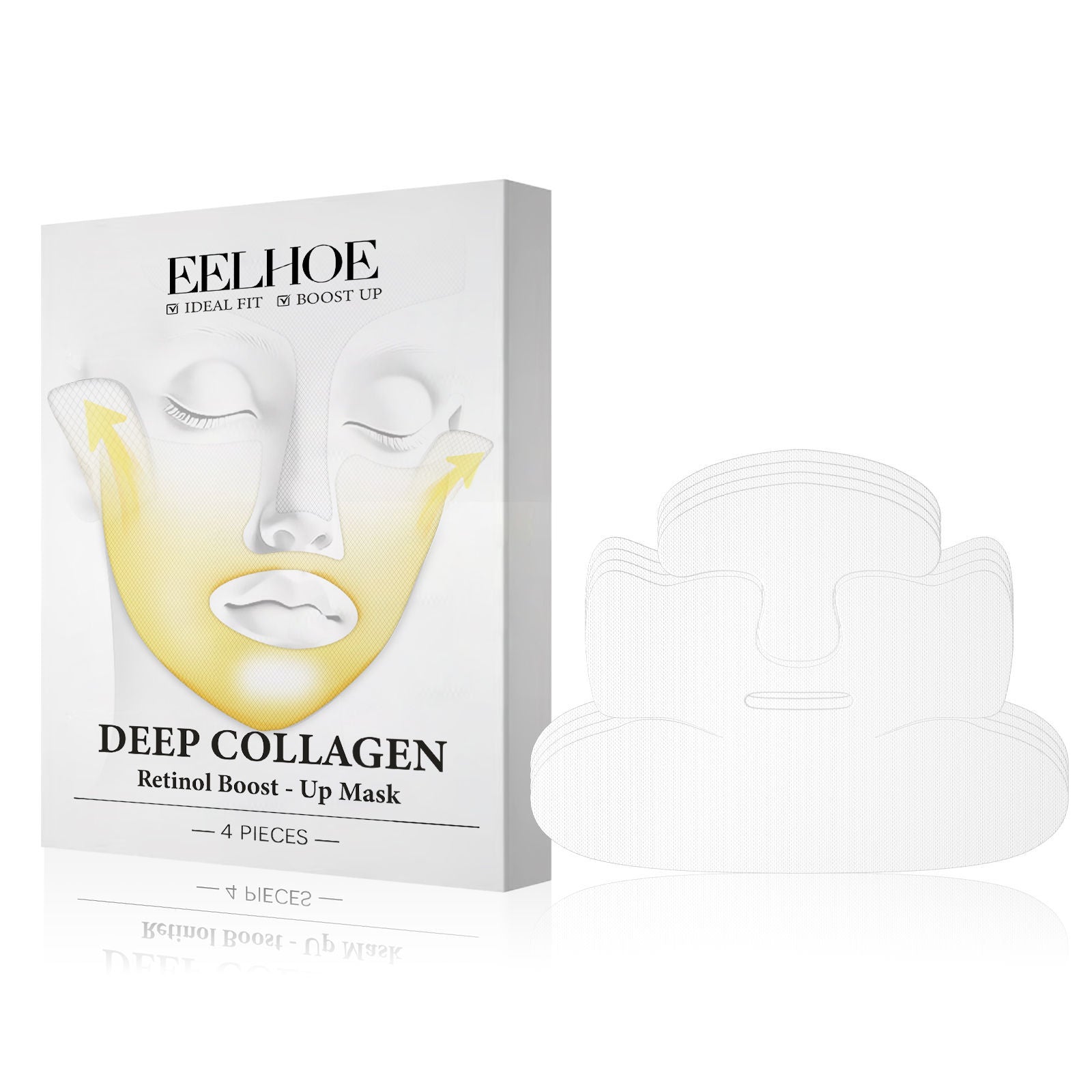 Deep Collagen Retinol Mask for Facial Care, Hydrating, Firming, Anti-Aging, Skin Brightening ,4pcs