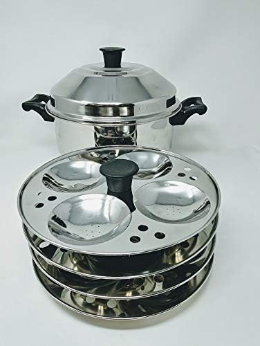 Stainless Steel Idli Cooker with 4 Rack Stand Makes 16 Idlis