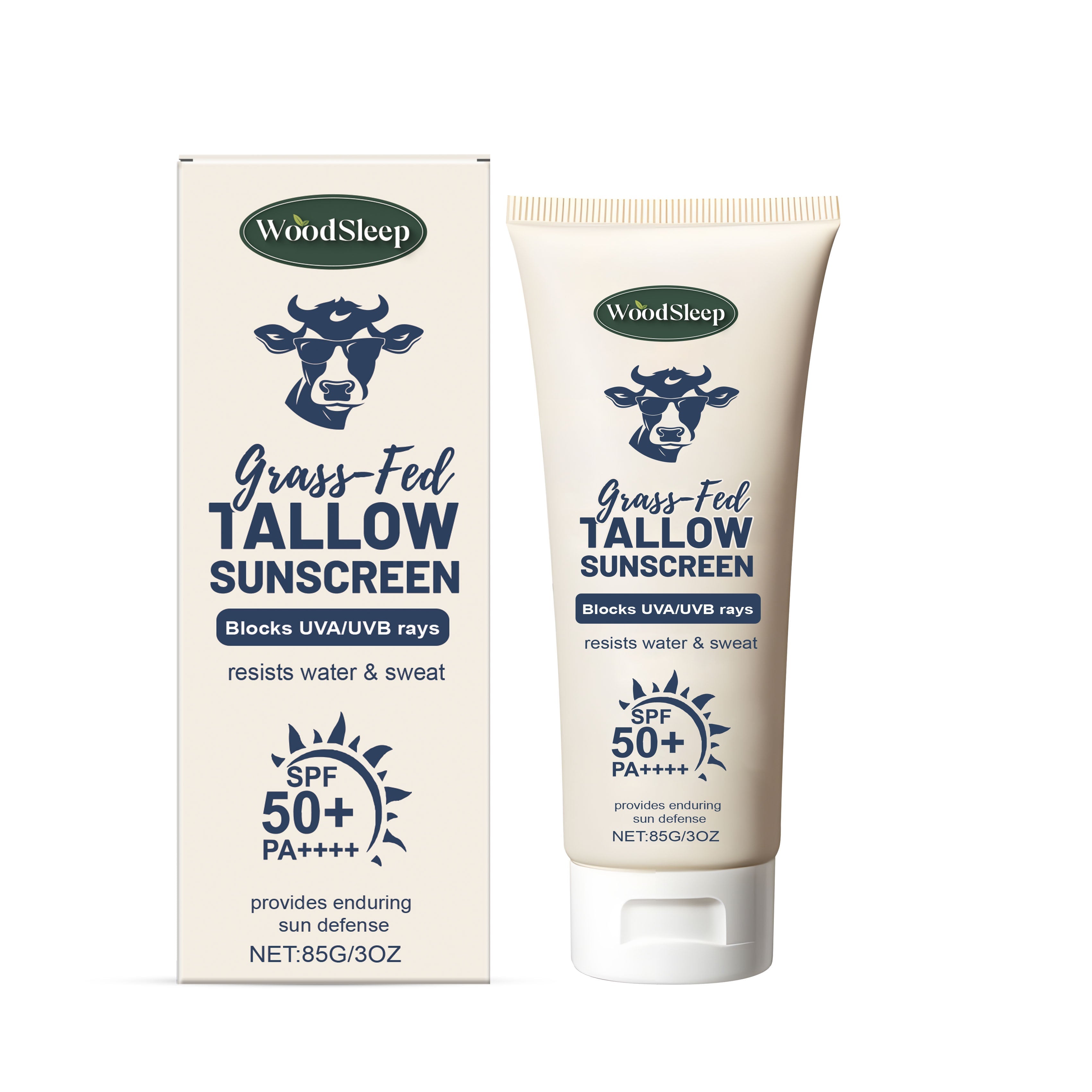 Beef Tallow Facial Protection Waterproof Sunscreen, UV & Moisturizer ,83g