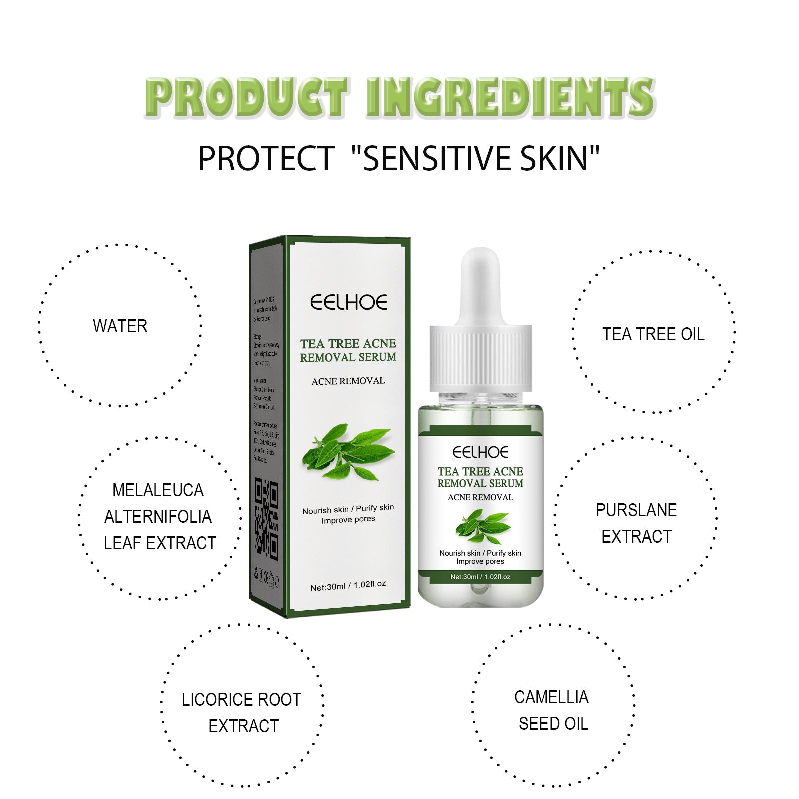 Clear Acne and Nourish Skin with Tea Tree Acne Repair Essence, Oil Control, Skin Healing ,30ml