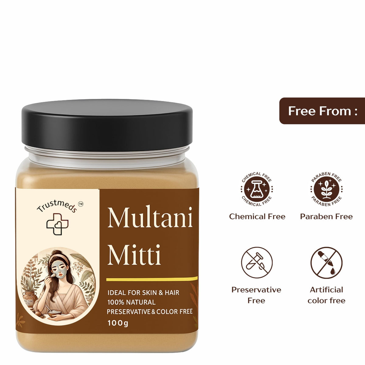 Trustmeds Multani Mitti Powder for Face & Hair