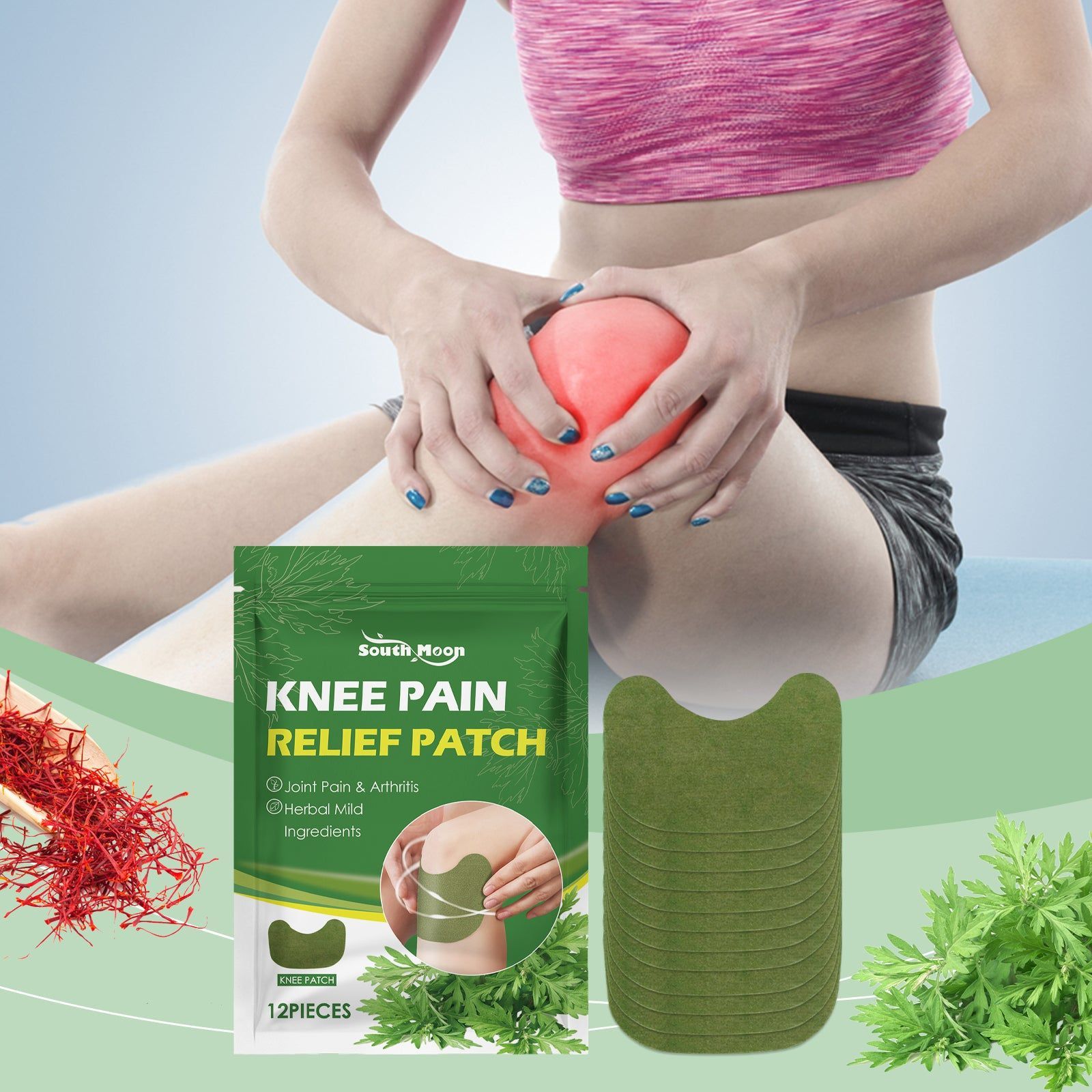 Relieve Knee Pain Naturally, Joint Care Wormwood Patch for Fast Recovery ,12 pieces